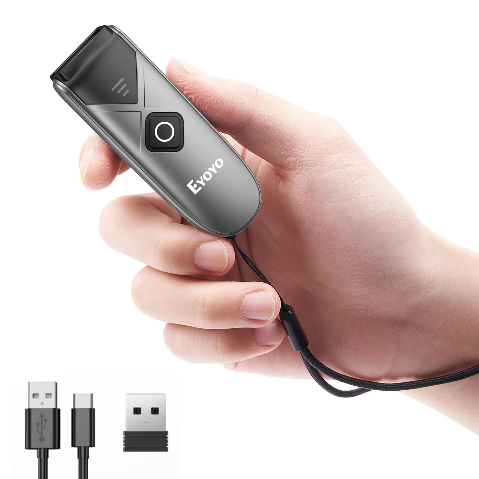 Eyoyo Bluetooth 2D&1D Barcode Scanner, Portable Wireless Mini Barcode Reader with 2.4G Wireless/Bluetooth/USB Wired Connection QR Code Scanner Compatible with Pad, Phone, Android, Tablet PC