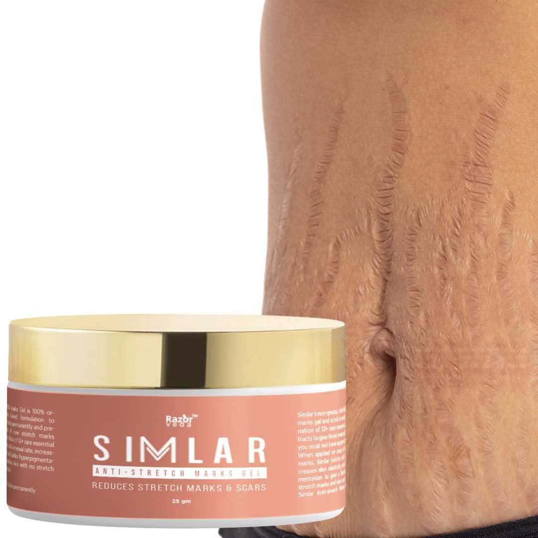 - Simlar Natural Stretch Marks Cream for Women to Reduce Scars of Body, Belly, Thighs, Uneven Skin Tone, Firming, Nourishment