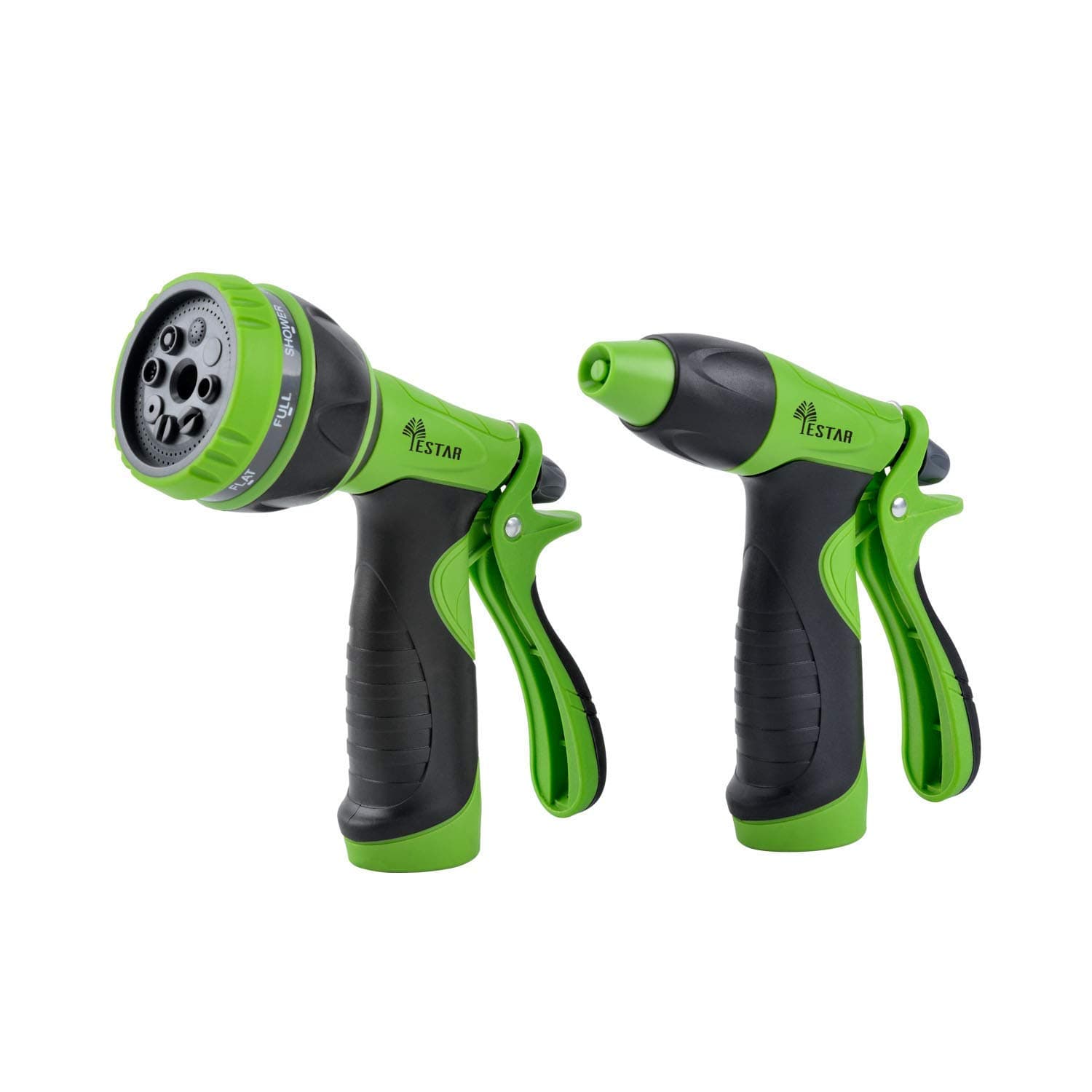 YESTAR Garden Hose Nozzle Spray Nozzle Combo Set, 8 Adjustable High Pressure Patterns Hose Nozzle and Water Pistol Nozzle for Watering Plants, Cleaning, Car Washing and Showering Pets - Set of 2…