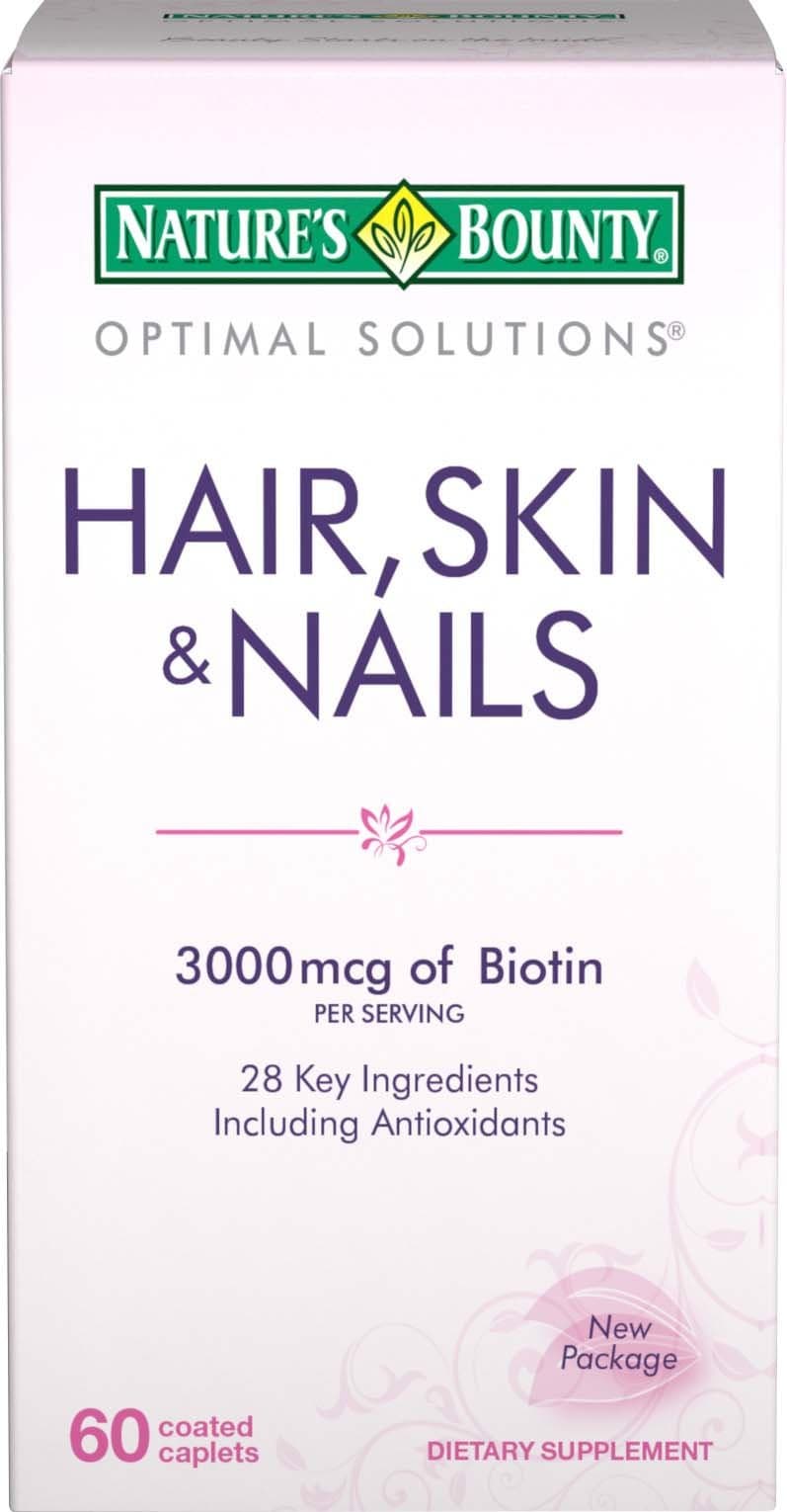Nature's Bounty Hair, Skin and Nails Formula, 60 Coated Caplets, (Pack of 2)