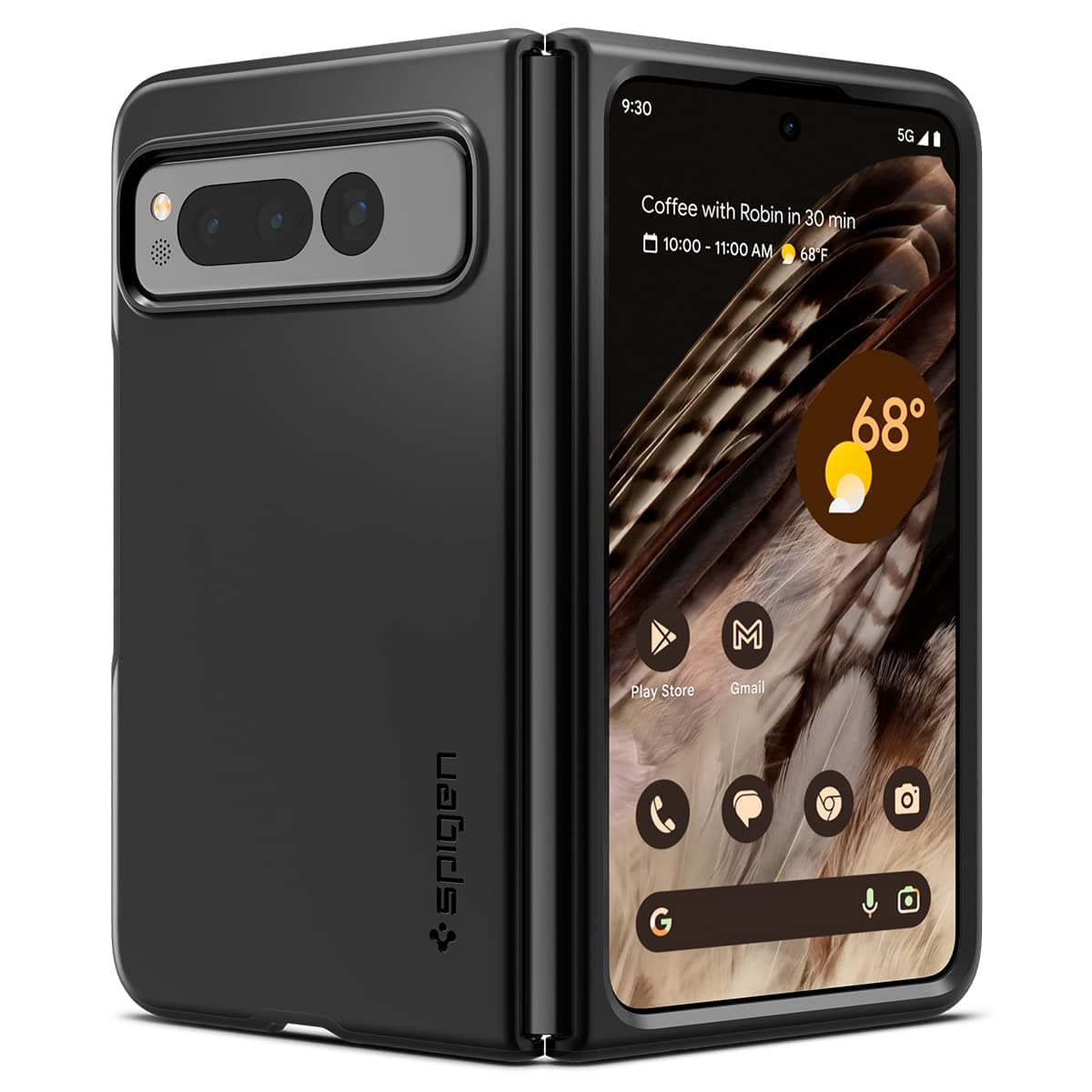 Thin Fit for Google Pixel Fold Case, Pixel Fold Back Cover (2023) - TPU+Poly Carbonate|Black