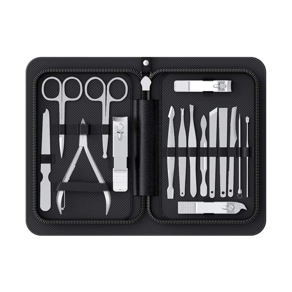 Manicure kit,16 PCS Stainless Steel Manicure Pedicure Kit,Professional Nail Clippers Set,Portable Travel Nail Kit with Leather Travel Case