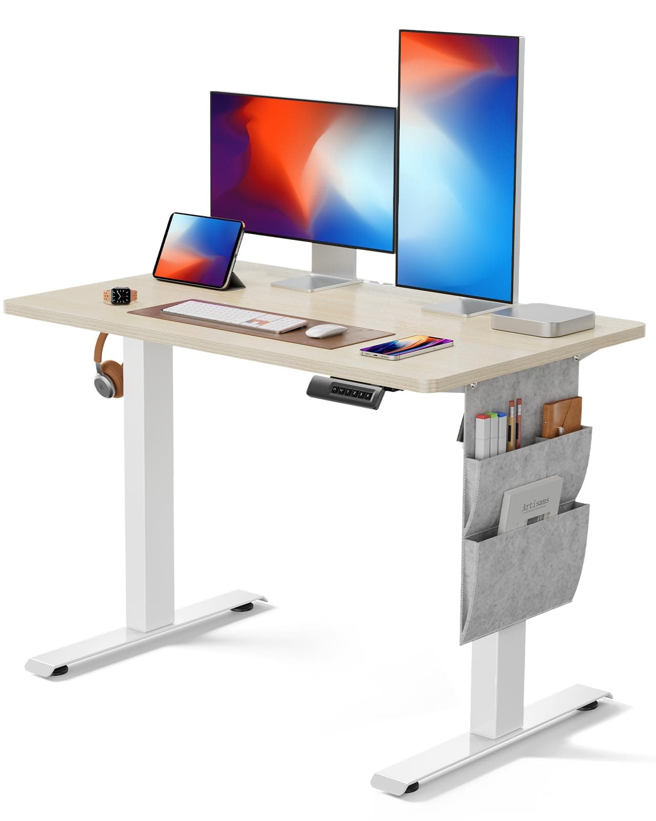 Marsail40 * 24" Electric Adjustable Height Standing Desk with Storage Bag, 4 Memory Height Settings,Sit Stand Up Desk for Home Office,Computer Gaming Workstation, Cable Manager, and Headphone HookThe Forest Stewardship Council