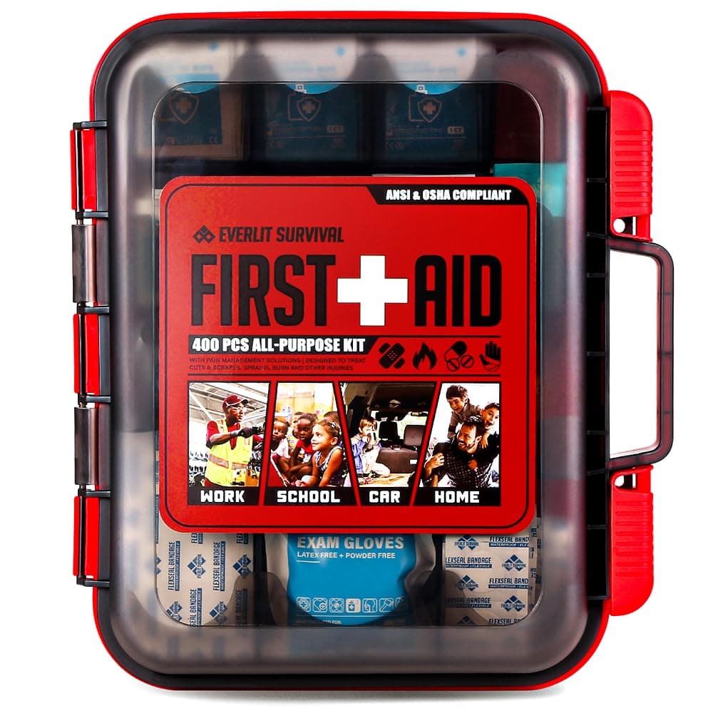 400 Pcs OSHA/ANSI Compliant First Aid Kit Type III Class A Medical Kit Professional Med Kit Supplies for Contractors, Warehouse, Office, School, Home, Disaster, Car, Business, Restaurant