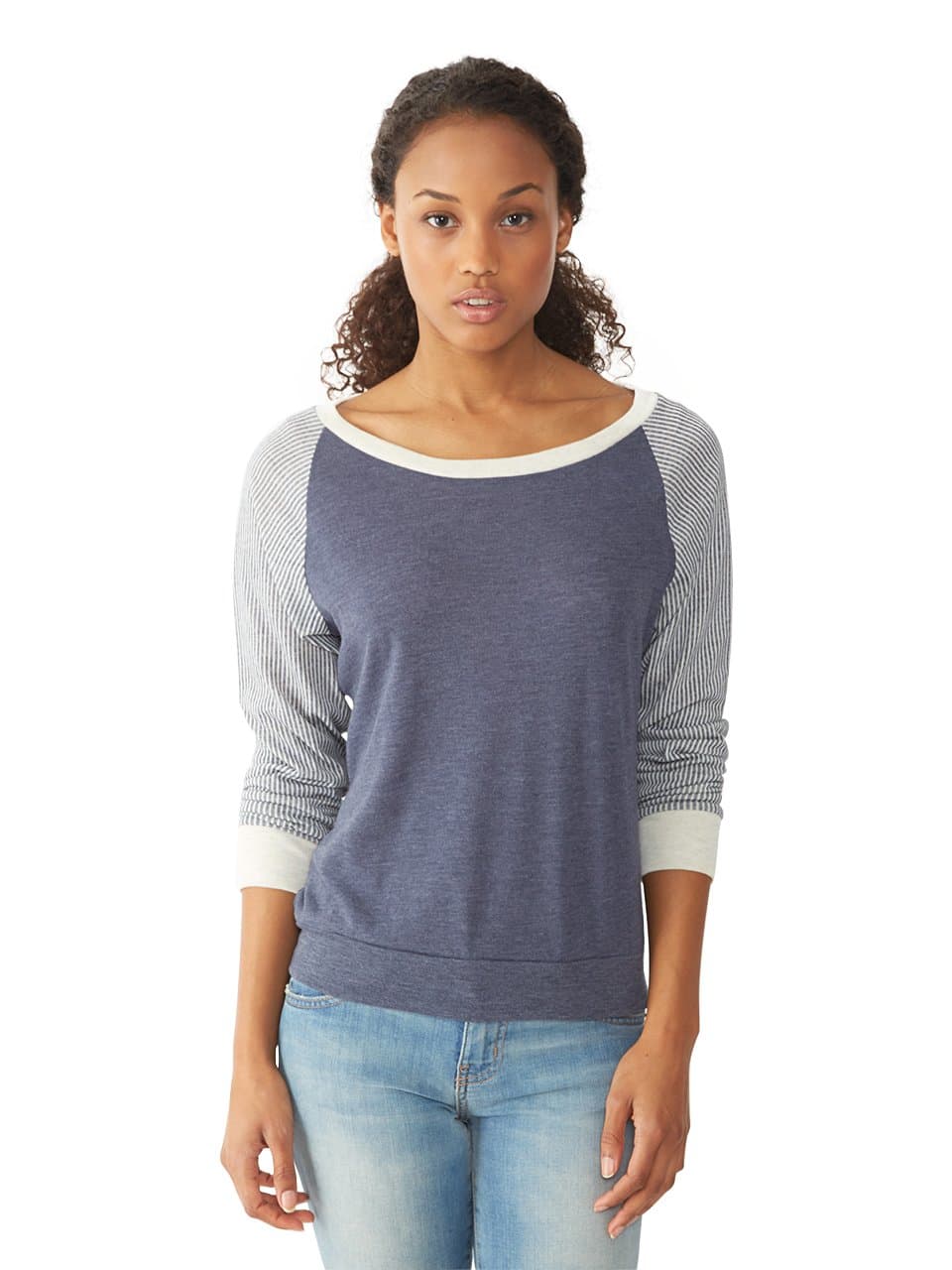 Alternative Apparel Women's The Slouchy Pullover Printed Raglan