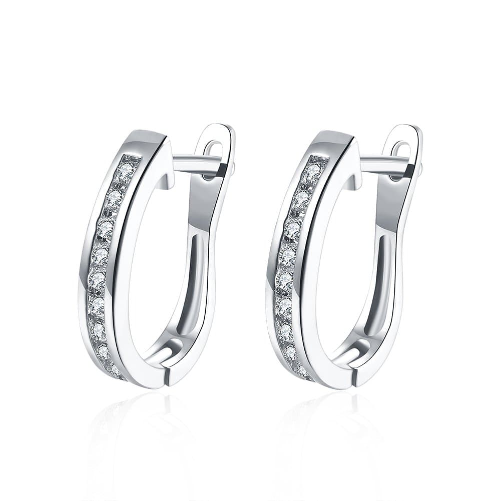 Women Earrings Small Gold Earrings Hoop Earrings Women'S Jewerly Cubic Zirconia Crystal Hoop Stud Earrings plated 18K White Gold