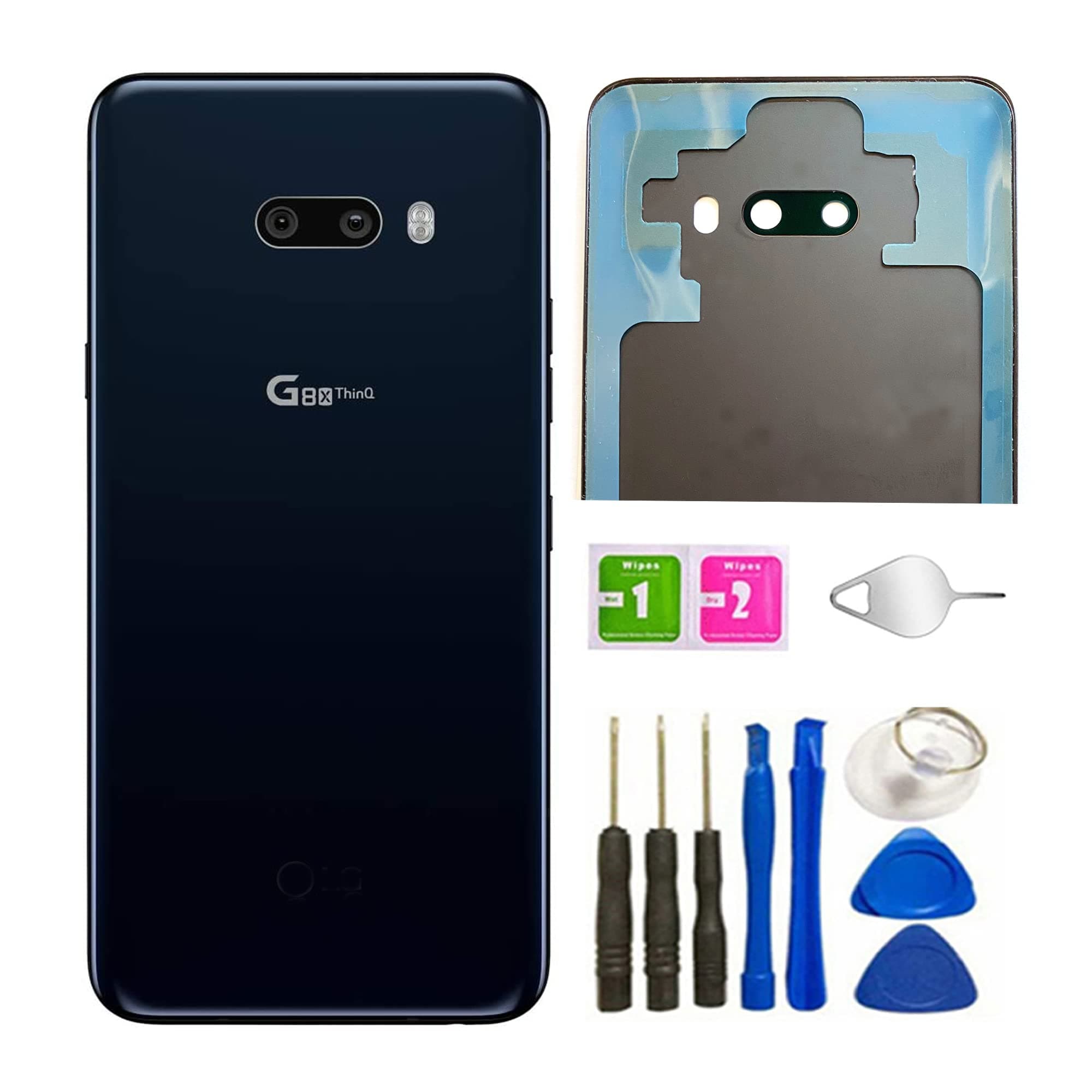 G8X ThinQ Back Glass Replacement Door for LG G8X ThinQ G850 LMG850EMW G850QM G850UM All Verison Back Cover Housing with Tools and Tape (Aurora Black)