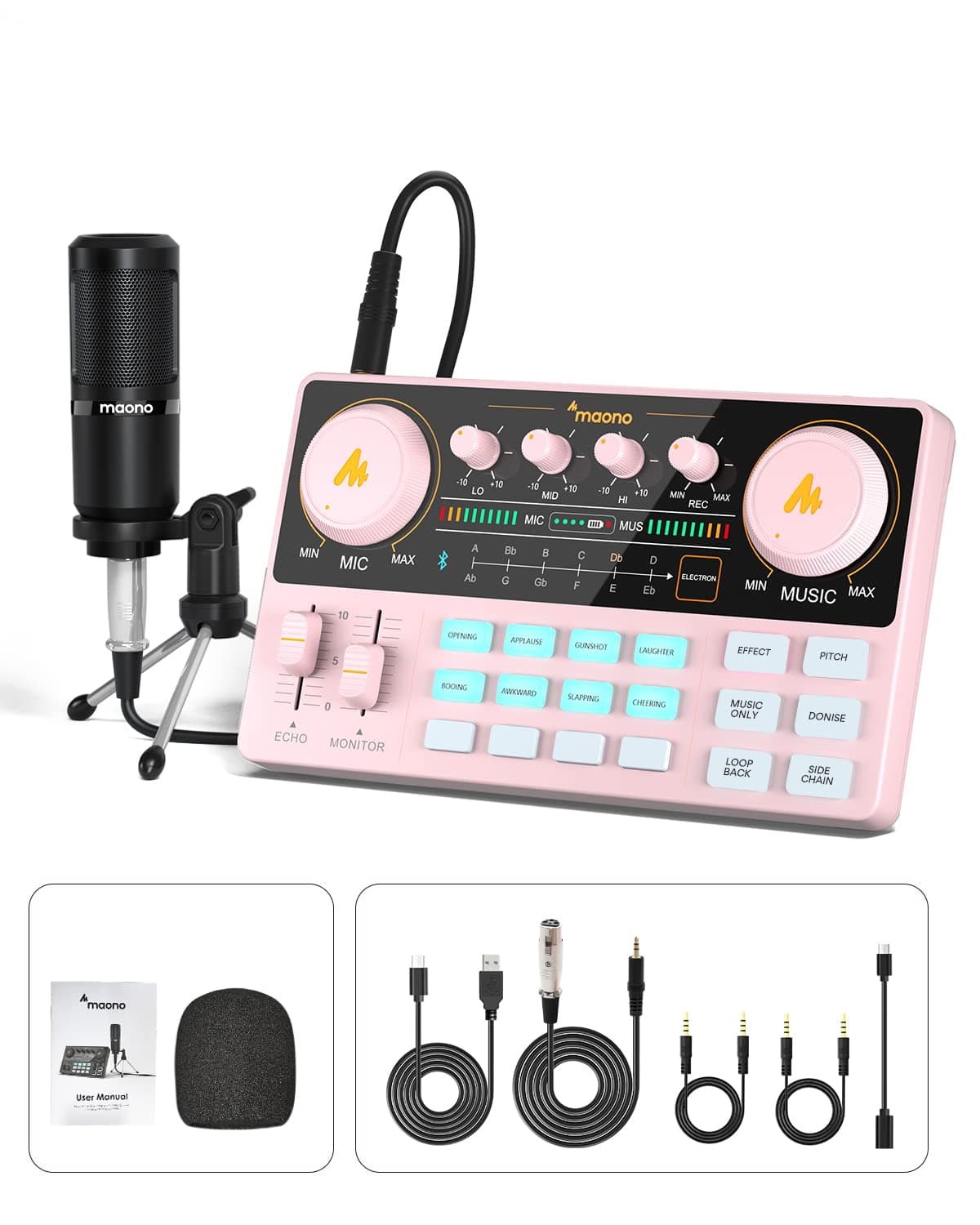 Podcast Equipment Bundle Audio Mixer All-In-One Production Studio With 3.5Mm Microphone For Live Streaming, Recording, Pc, Smartphone, Dj Maonocaster Lite (Au-Am200-S1)