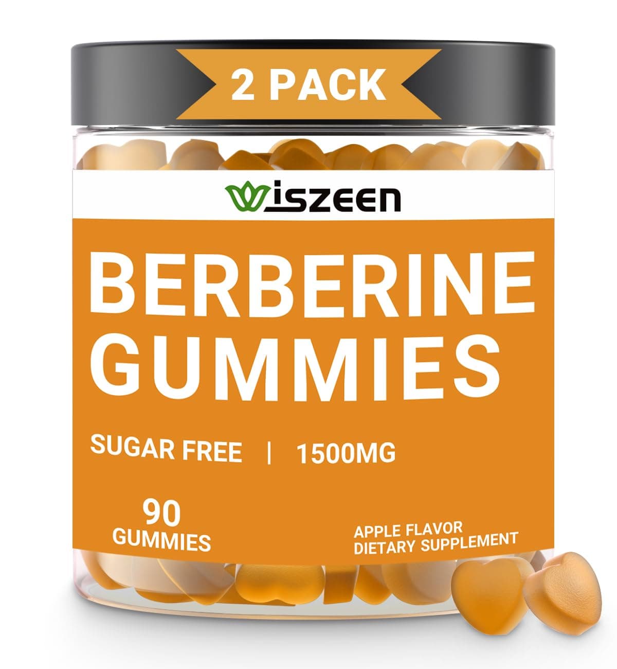 2 Pack Berberine Gummies, Sugar Free Berberine Supplement 1500mg with Ceylon Cinnamon, Berberine Gummy for Adults