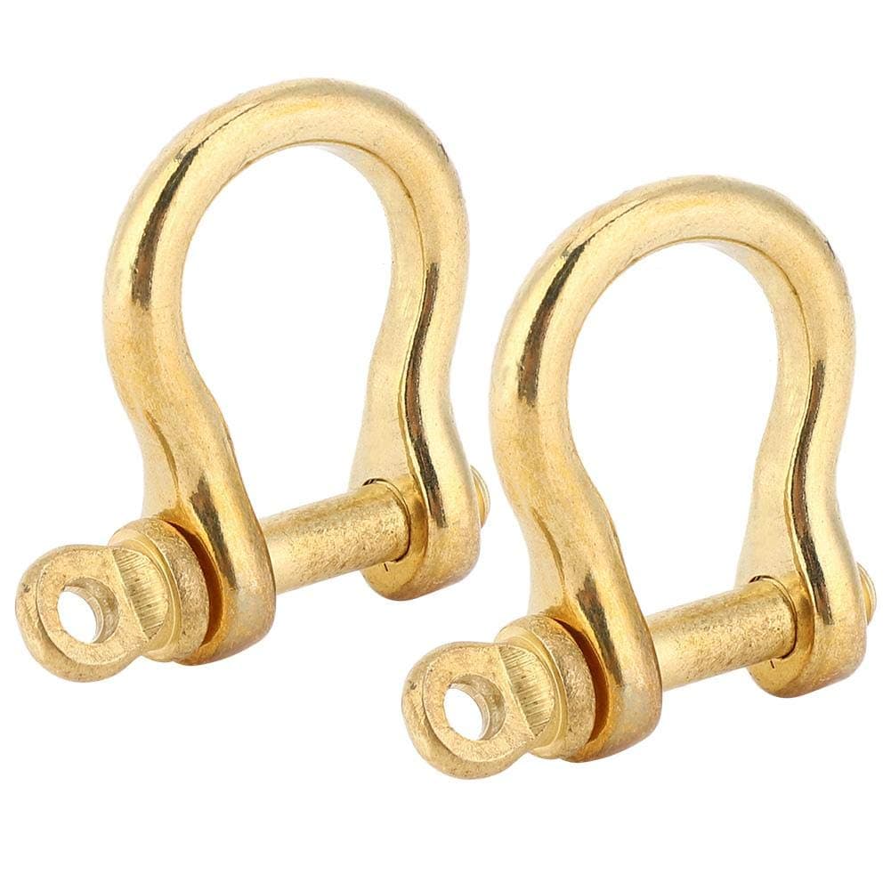 Atyhao 2Pcs Shackle Locks, Brass Horseshoe Buckles U Shaped Hook Shackle for Rigging Hauling Chain Fob Leather Key Ring Hook Heavy Duty Metal Fasteners for Outdoor Gear