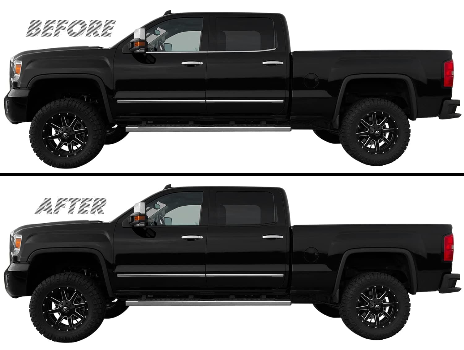 Chrome Delete Blackout Vinyl Overlay for 2014-2019 GMC Sierra 1500 2500 3500 Window Trim (1. Window Trim, Gloss Black)