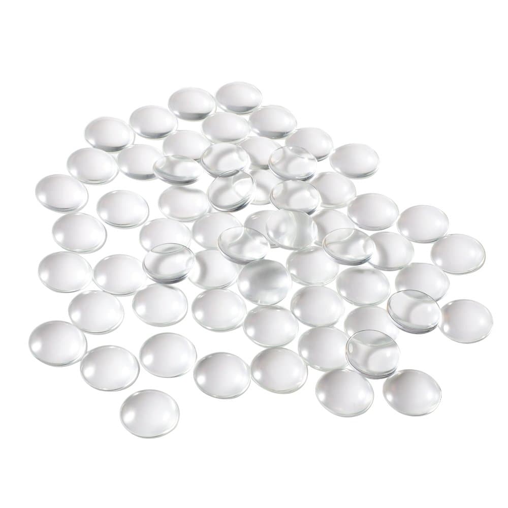 HAUTOCO Round Clear Glass Cabochons Round Cabochons Uncalibrated for Cameo Pendants Photo Jewelry Necklaces 1 inch/25 mm-60 Pieces Clear