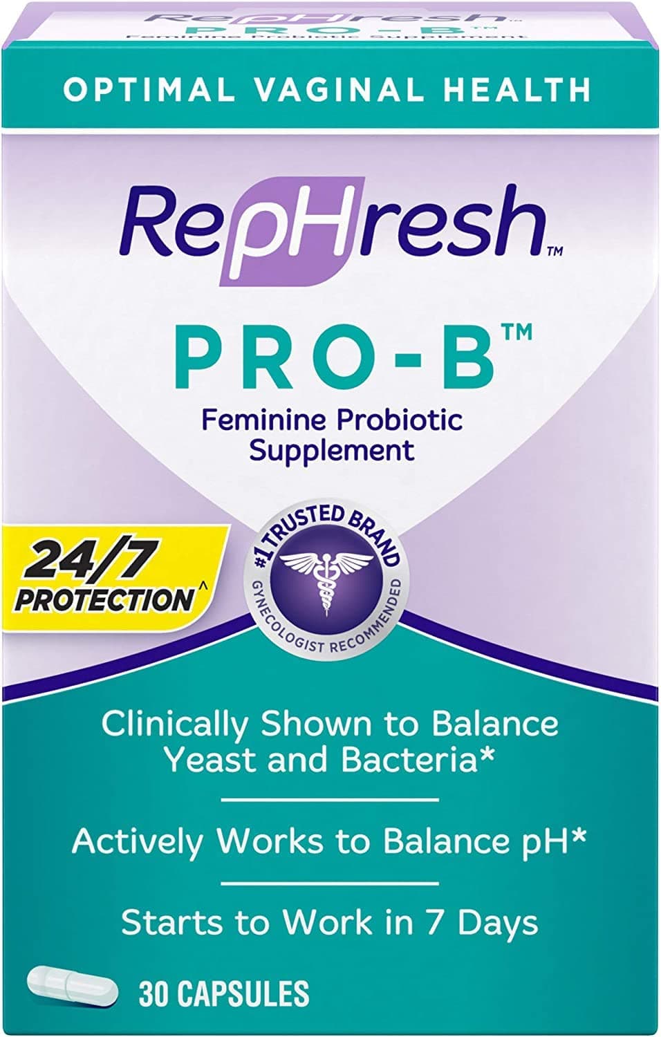 Rephresh Pro-B Probiotic Feminine Supplement, 30-Count Capsules (Pack of 2)