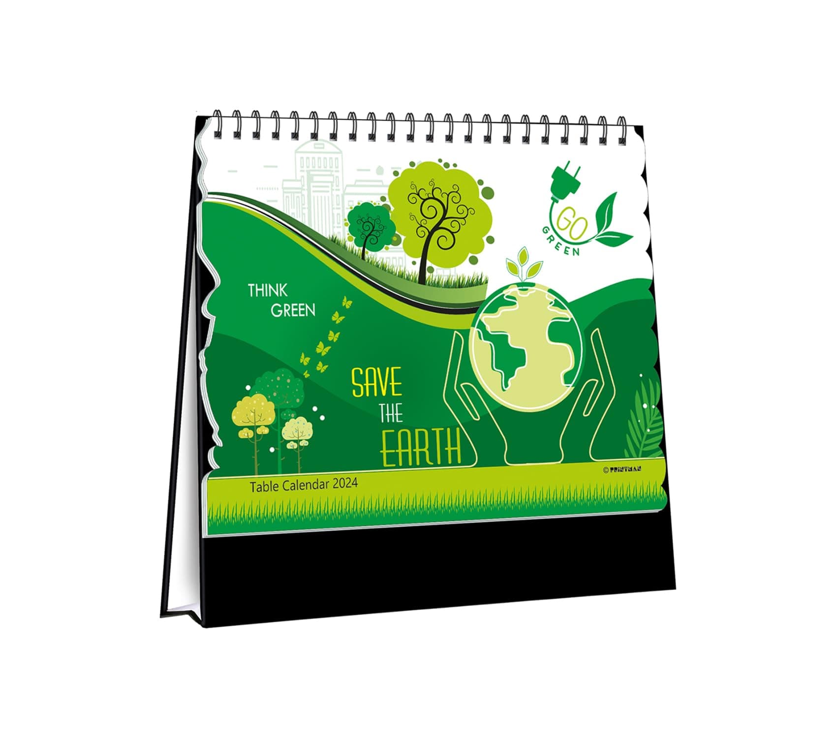 Designer Paper with Die Cut Table Calendar/Save The Earth Table Calendar/13 Sheeter Table Calendar/Motivational Planner Table Calendar (Size – 8.75”x 8.75”) (Year – 2024)