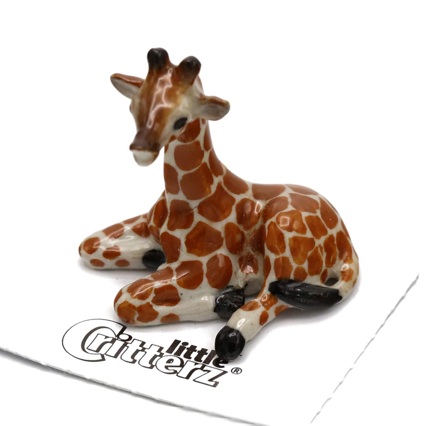 Brown - Giraffe Calf Aerial Home Decor Birthday Gift Animal - Miniature Porcelain Figurine