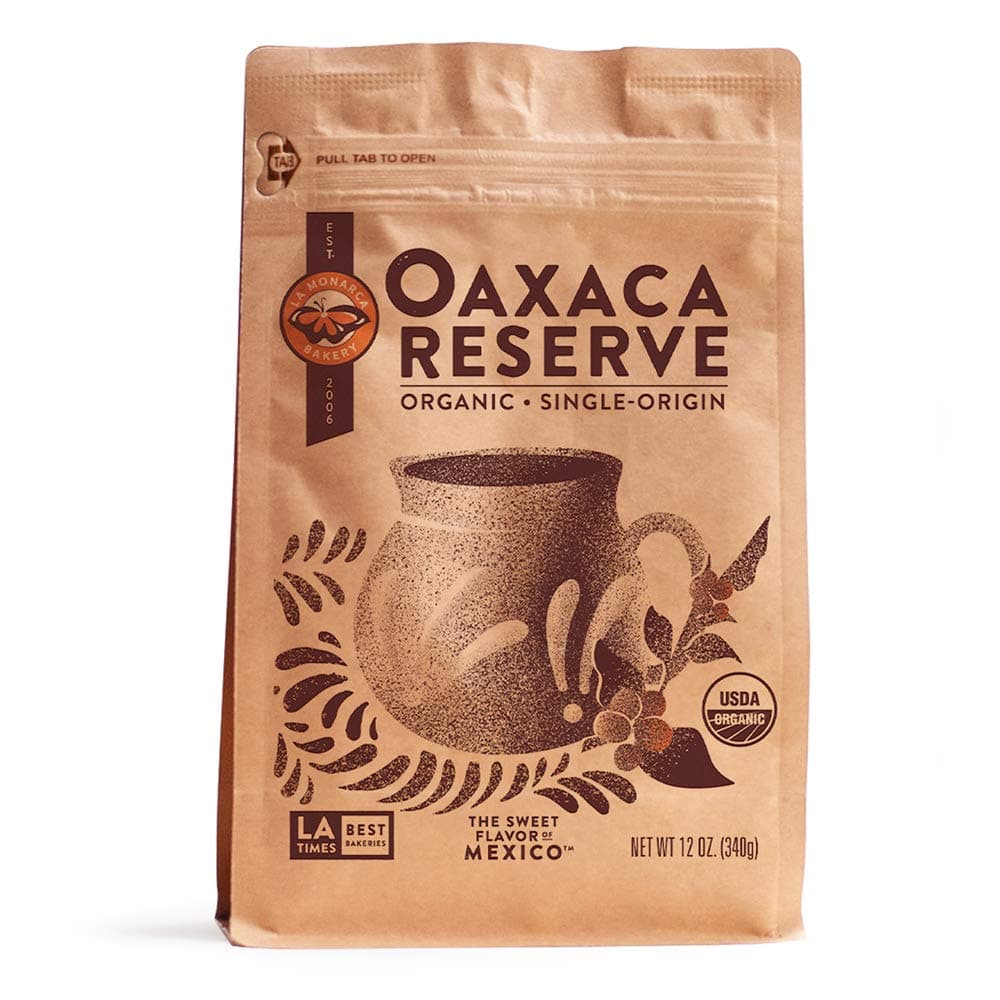 Oaxaca Reserve Organic Whole Bean Coffee, 12 Ounce, Fair Trade, Single Origin Oaxaca Mexican Medium Roast Coffee by La Monarca Bakery