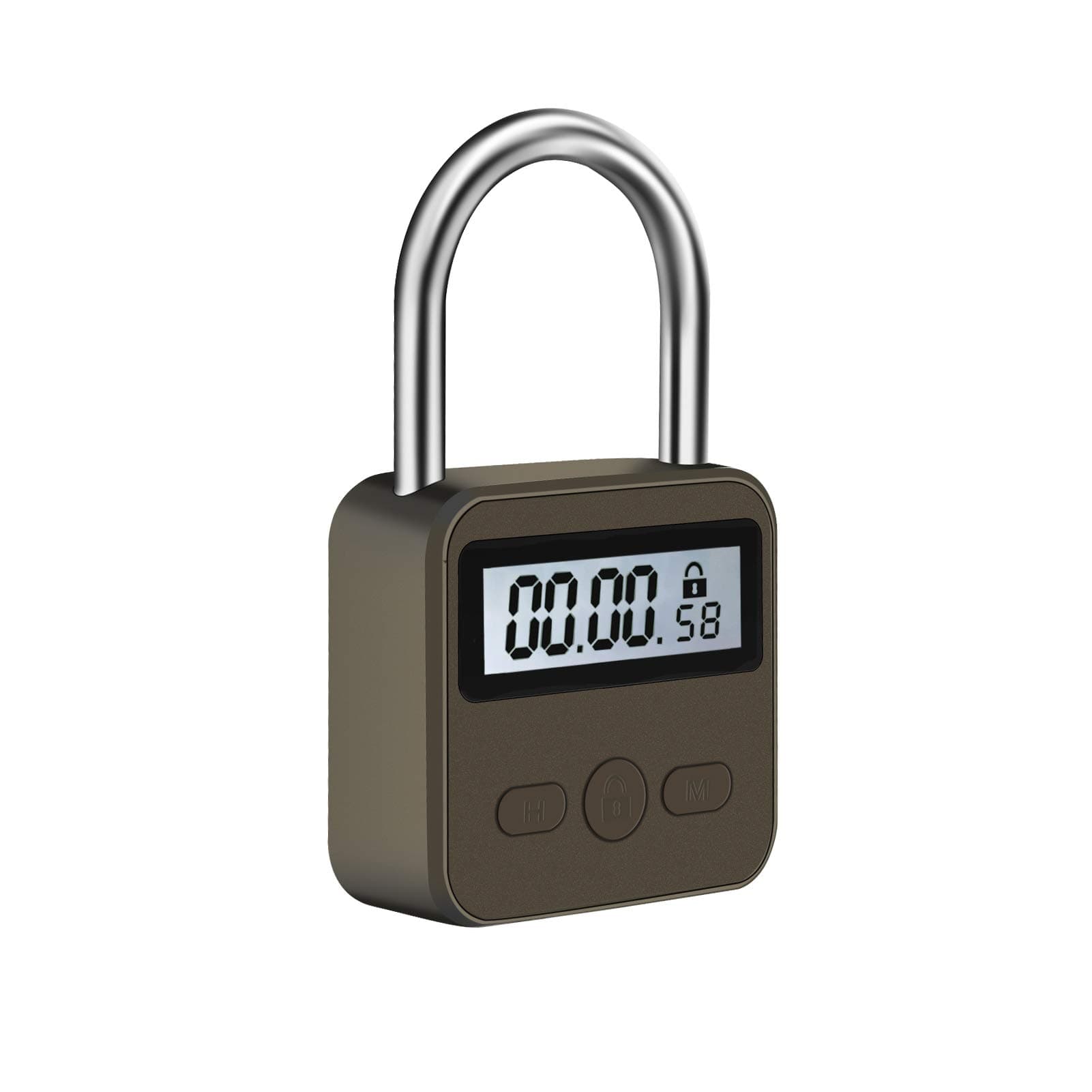 Metal Time Padlock - Multi-Function Timer Lock, 99 Hours Max Timing, Black