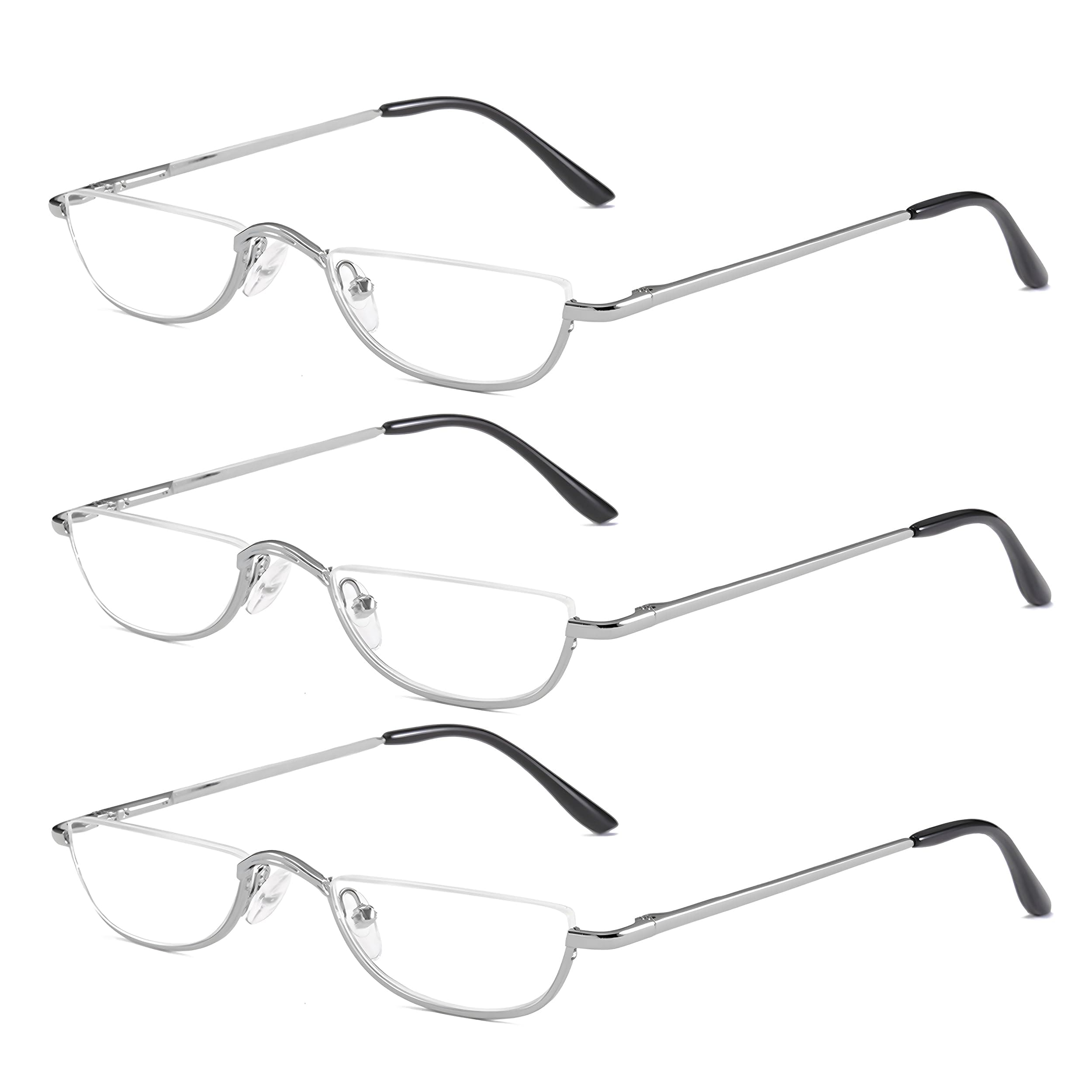Half Frame Reading Glasses - Half Moon Readers with Spring Hinge for Women Men