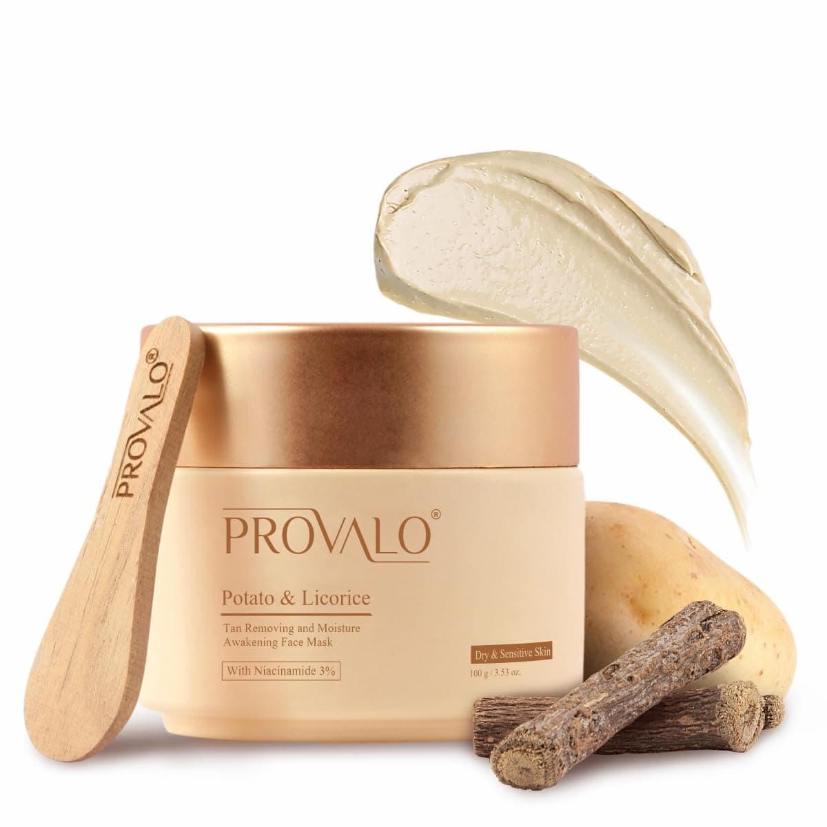 Provalo Potato & Licorice Face Pack Mask - 100 ml | For Glowing Skin, Tan Removing and Moisturizing | For Men & Women | For Dry & Sensitive Skin