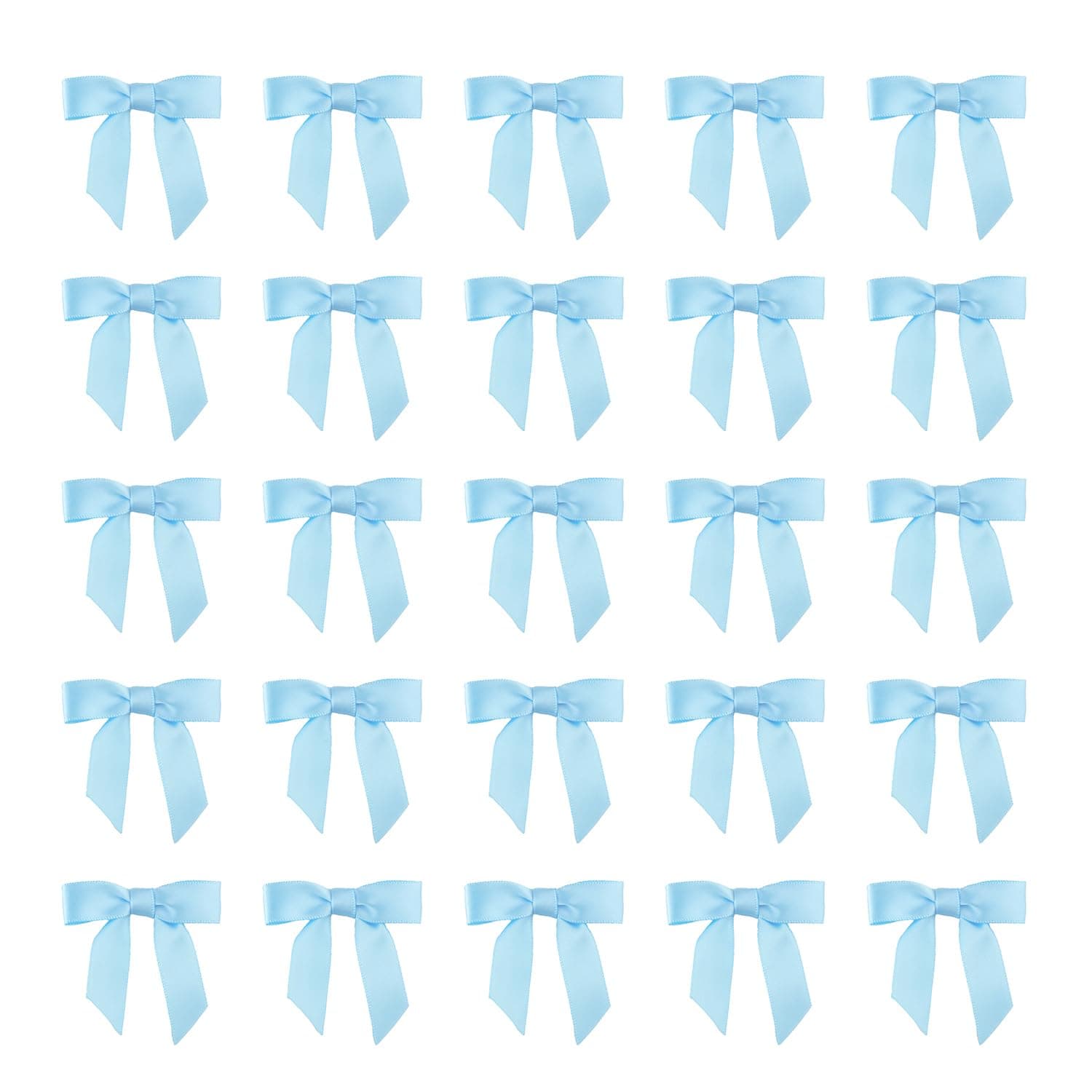 7Rainbows 50pcs Boutique 1.5" Light Blue Satin Ribbon Mini Bows for Craft Sewing Scrapbooking Wedding and Gift Wrapping