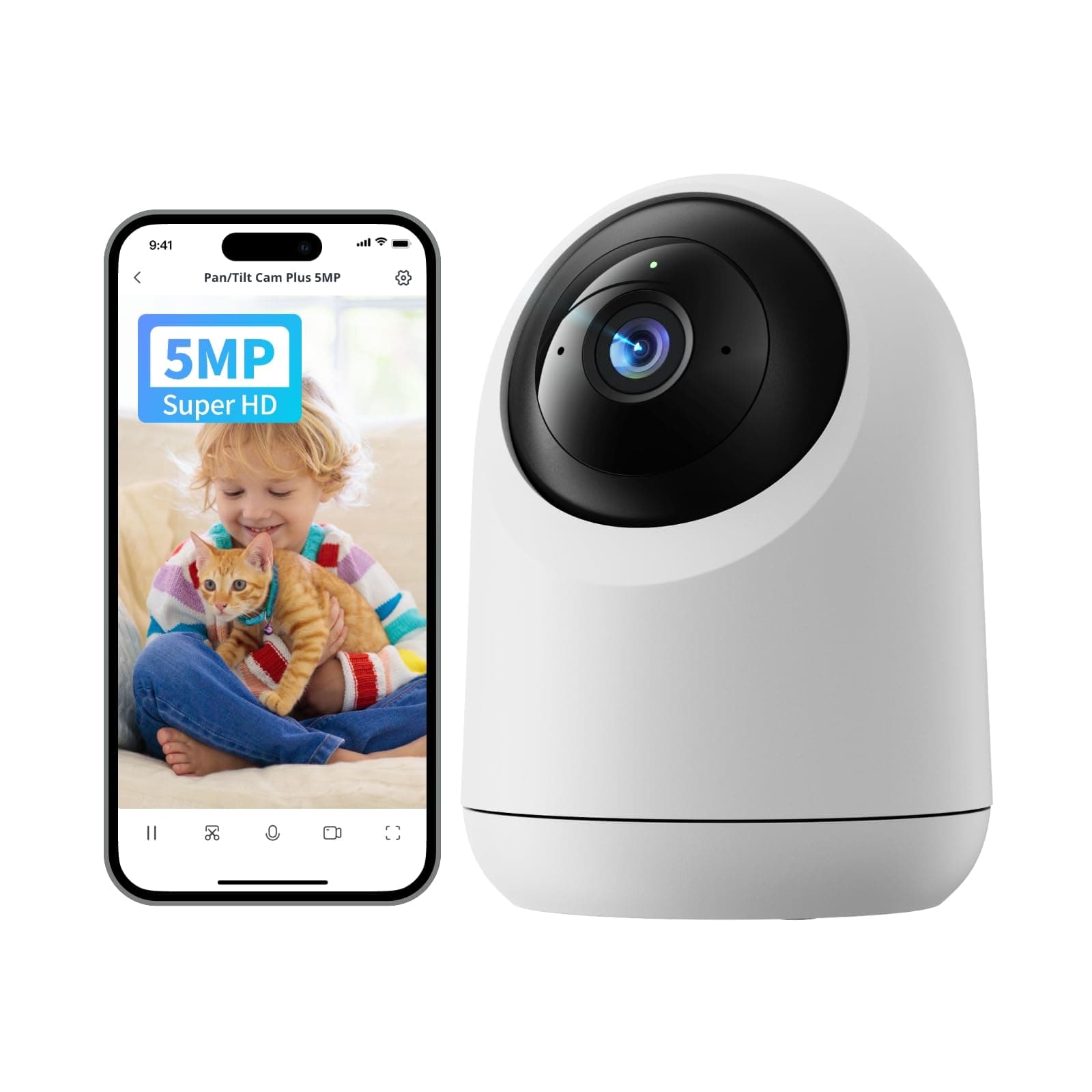 SwitchBot 3K/5MP Indoor Security Camera - Pan/Tilt, Baby & Pet Monitor, Wi-Fi 2.4GHz, Night Vision, 2-Way Audio, 360° Tracking, Privacy Mode, Alexa, Cloud & SD Storage