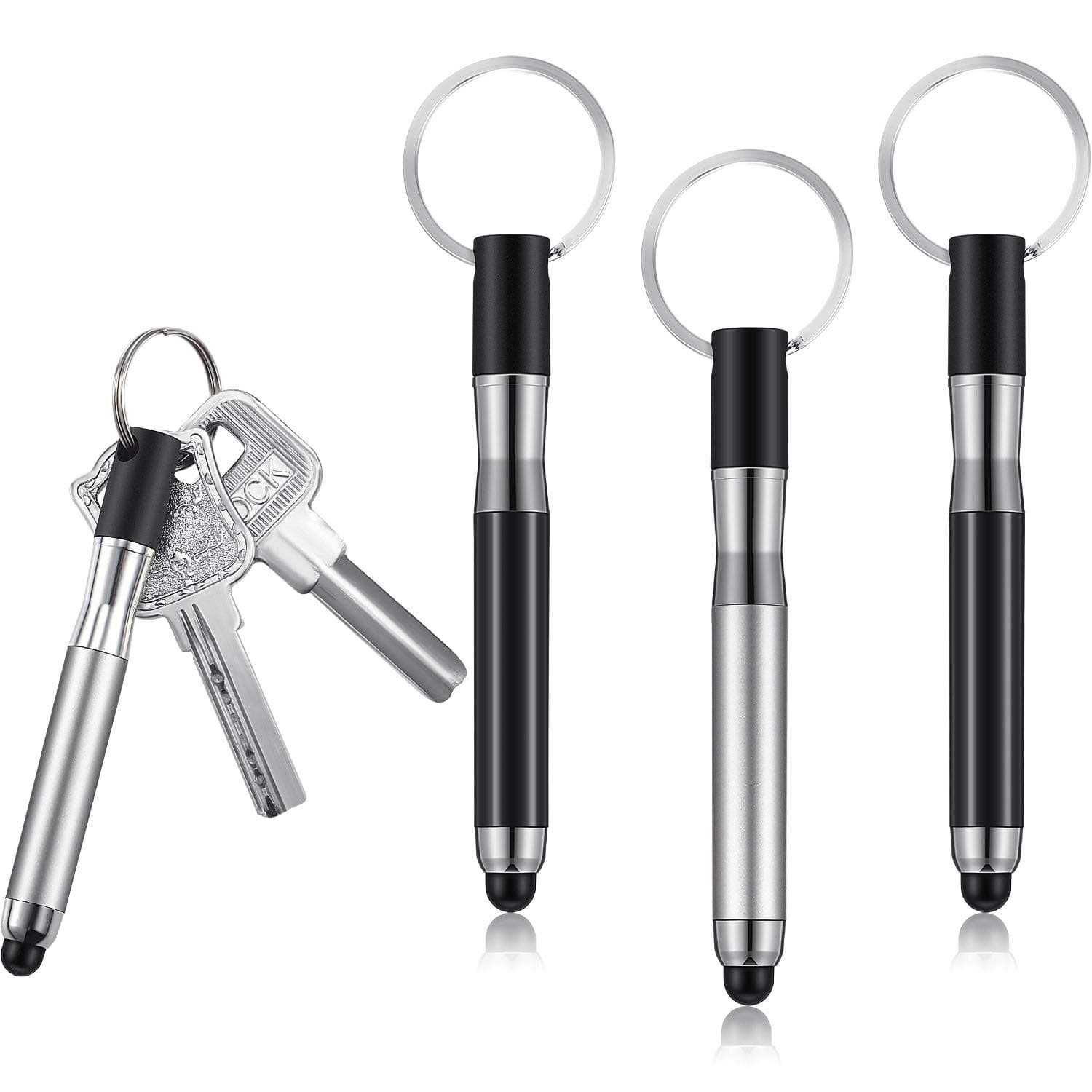 Outus 4 Pieces Mini Stylus Pen with Keyring Loop 3-in-1 Accessory Bullet Capacitive Keychain Stylus Tablet Pen Touchscreen Pen