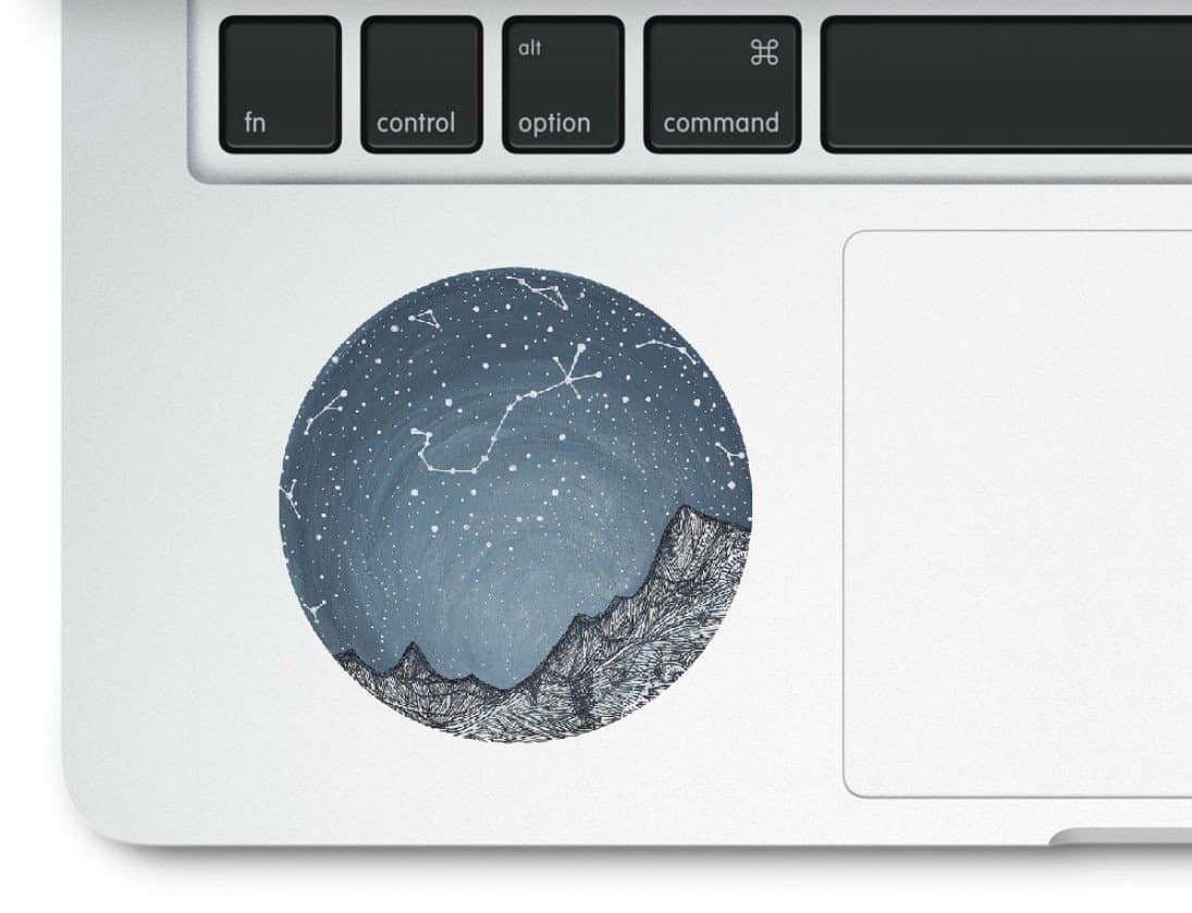 Colored World Starry Night Earth Mountain Globe Map Colored Vinyl Printed Decal for Laptop Trackpad MacBook, Compatible with All MacBook Retina, Pro and Air Models