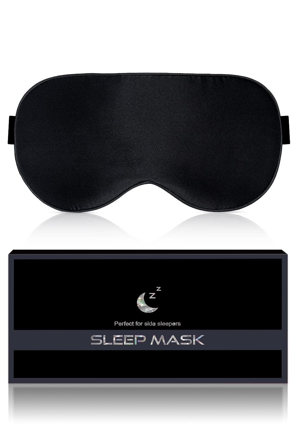 Silk Sleep Mask for Women and Men - Soft Breathable Organic Natural Mulberry Silk Fabric Blackout Eye Mask with Adjustable Straps No Pressure Eye Mask for Travel Essentials Gifts (Black)