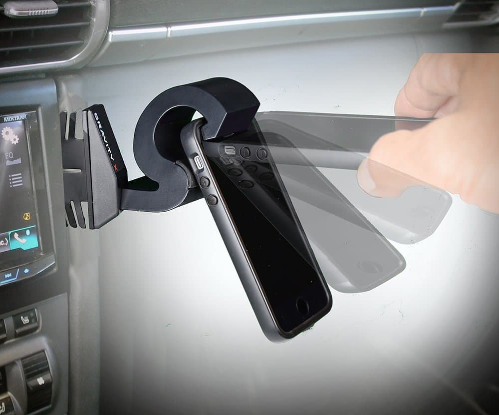 Gravity X Porsche 911 Car Phone Mount Clips into Seam of The Dash.