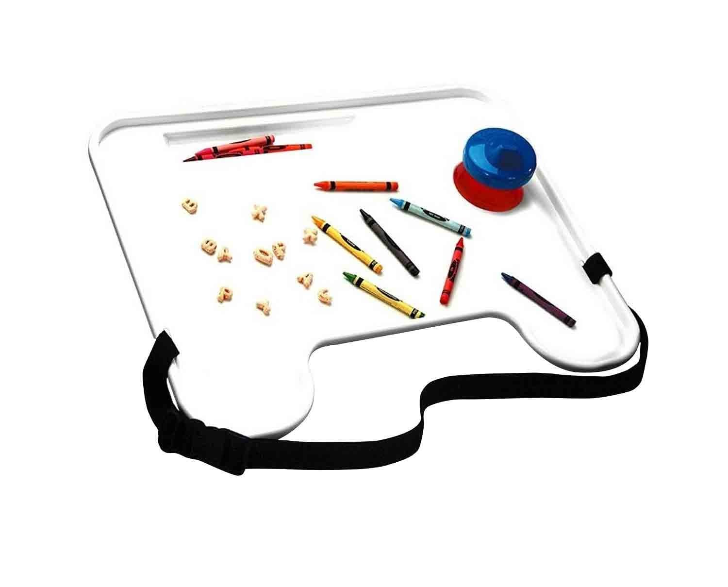 Kids Travel Car Seat Fun Play & Snack Desk with Cup Holder, White