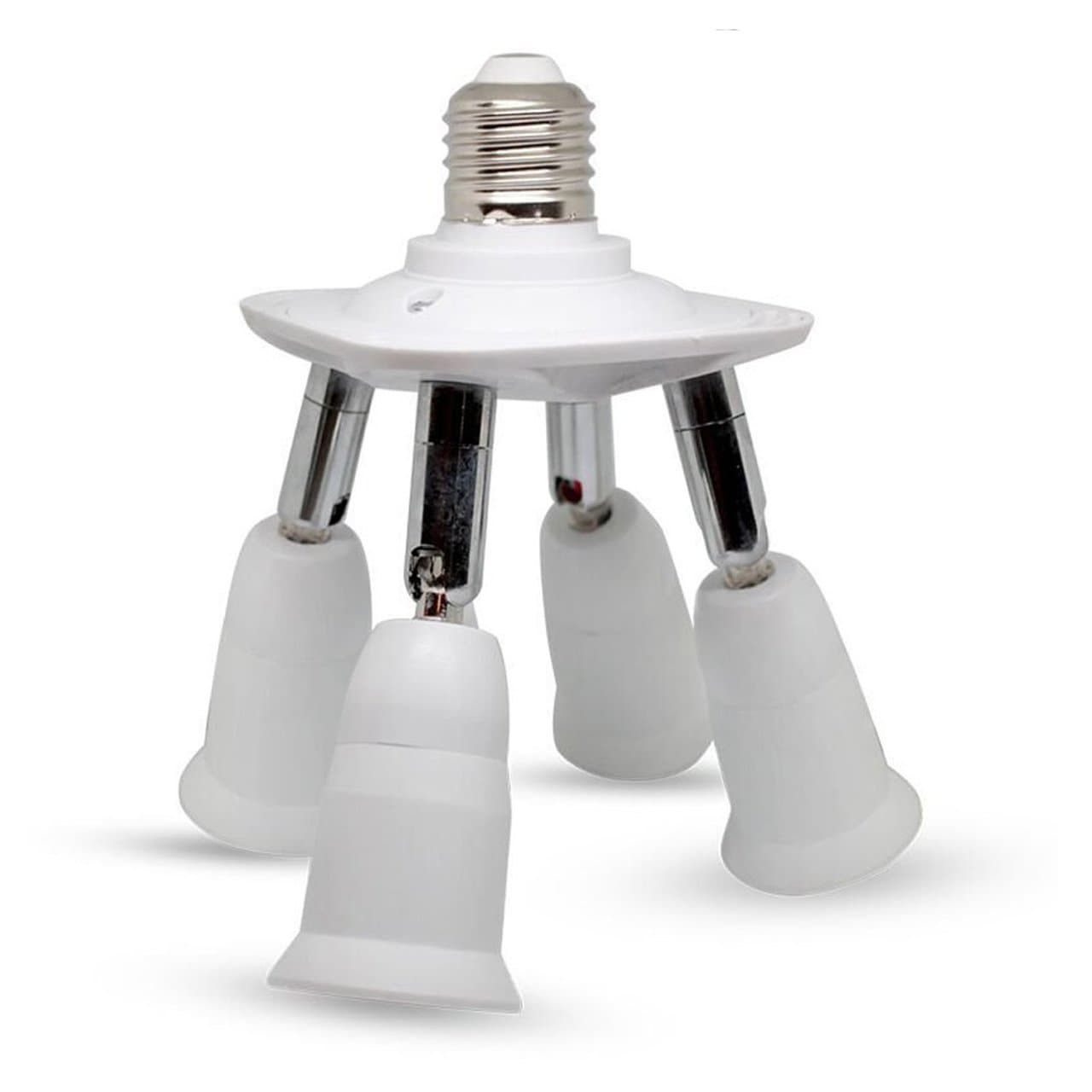 E26 E27 4 Socket Adapter E26/E27 LED Light Bulb Converts 1 Socket into 4- Used for Standard Socket E27 LED Bulbs Universal Head 360 Degrees Adjustable , 180 Degree Bending for Photography Photo Studio