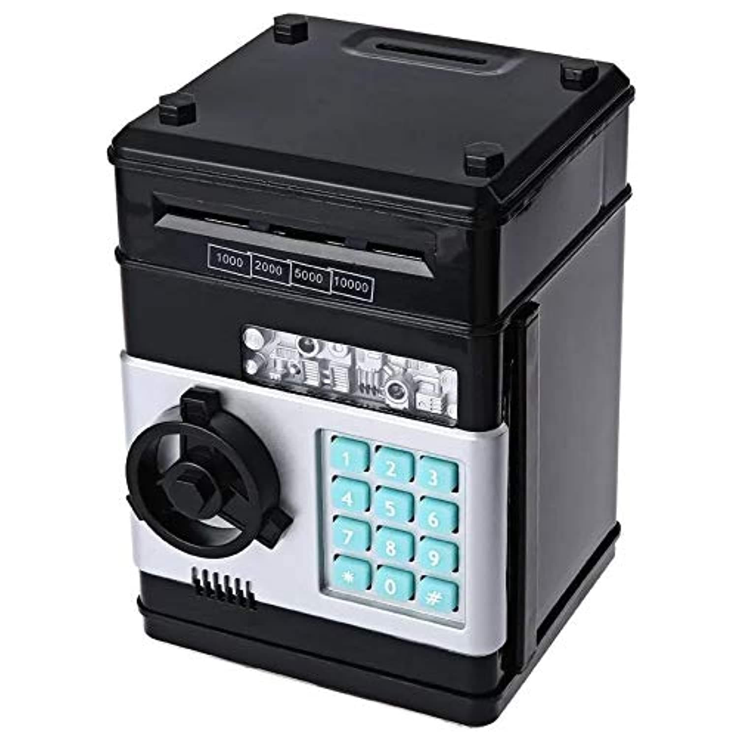 Hasanat Essentials Kids Mini Electronic Money Bank Coin Cash Saving Box,Black,