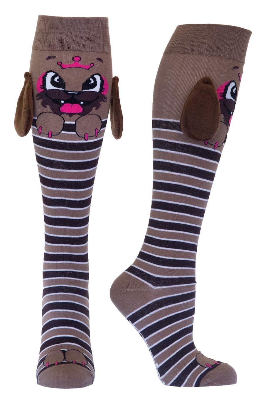 Moosh Walks Funny Cute Animal Knee High Socks with 3D ears and non-slip soles