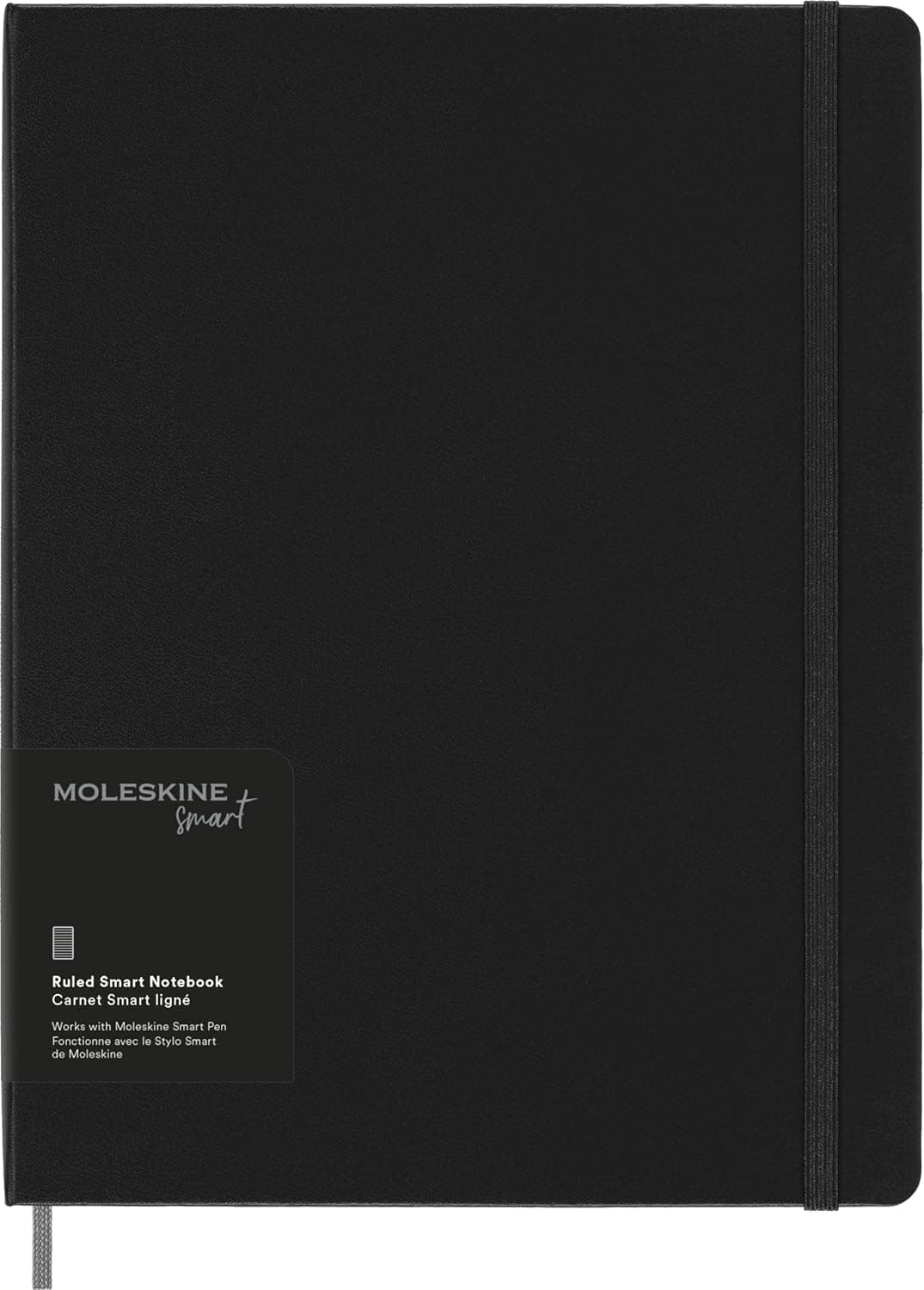 Moleskine Smart Notebook, Smart Writing System, Digital Notepad with Hard Cover, Ruled Pages and Elastic Closure, Size Extra Large 19 x 25 cm, Colour Black