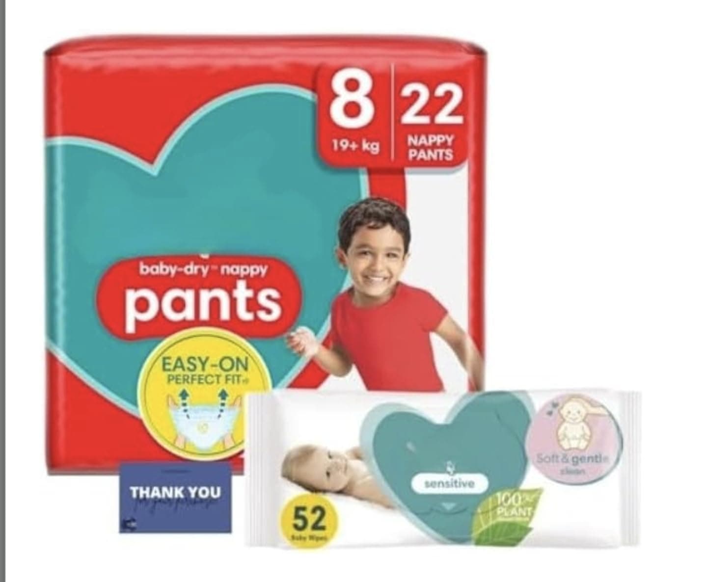 Bundle for Growing Toddlers Consists of Pampers Baby Dry Nappy Pants Size 8 x22 with Pampers Sensitive Baby Wipes x52
