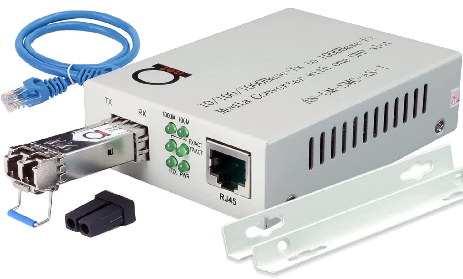 Single Mode LC Gigabit Fiber Media Converter - Includes LC SFP 20 km (12.42 Miles) LC – to UTP Cat5e Cat6 10/100/1000 RJ-45 – Auto Sensing Gigabit or Fast Ethernet Speed - Jumbo Frame - LLF Support