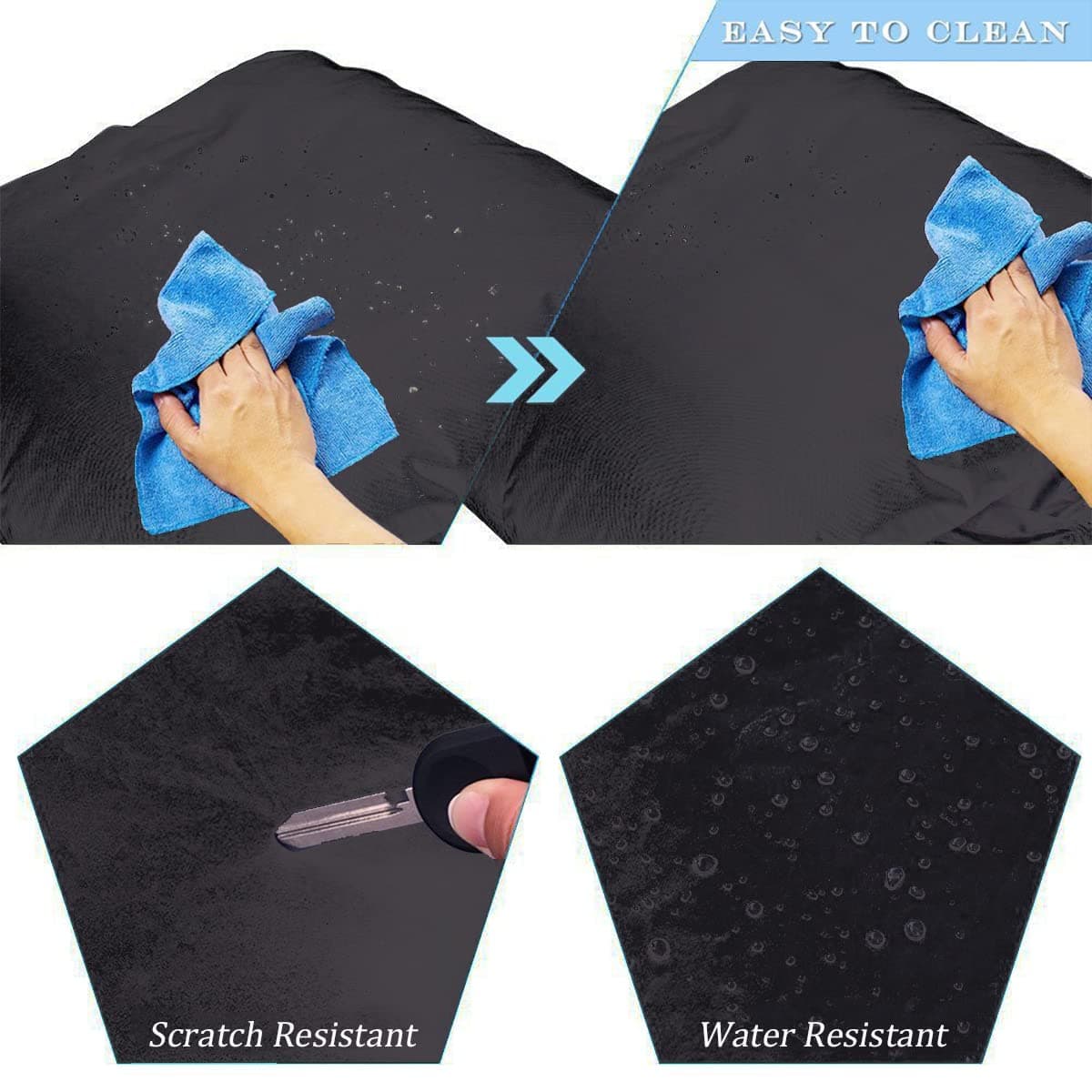 Moveland Waterproof Dust Golf Cart Cover Outdoor Accessories, Extra PVC Coating 2 Passenger Custom Cart Cover Compatible with EZ GO, Club Car, Yamaha(Black)