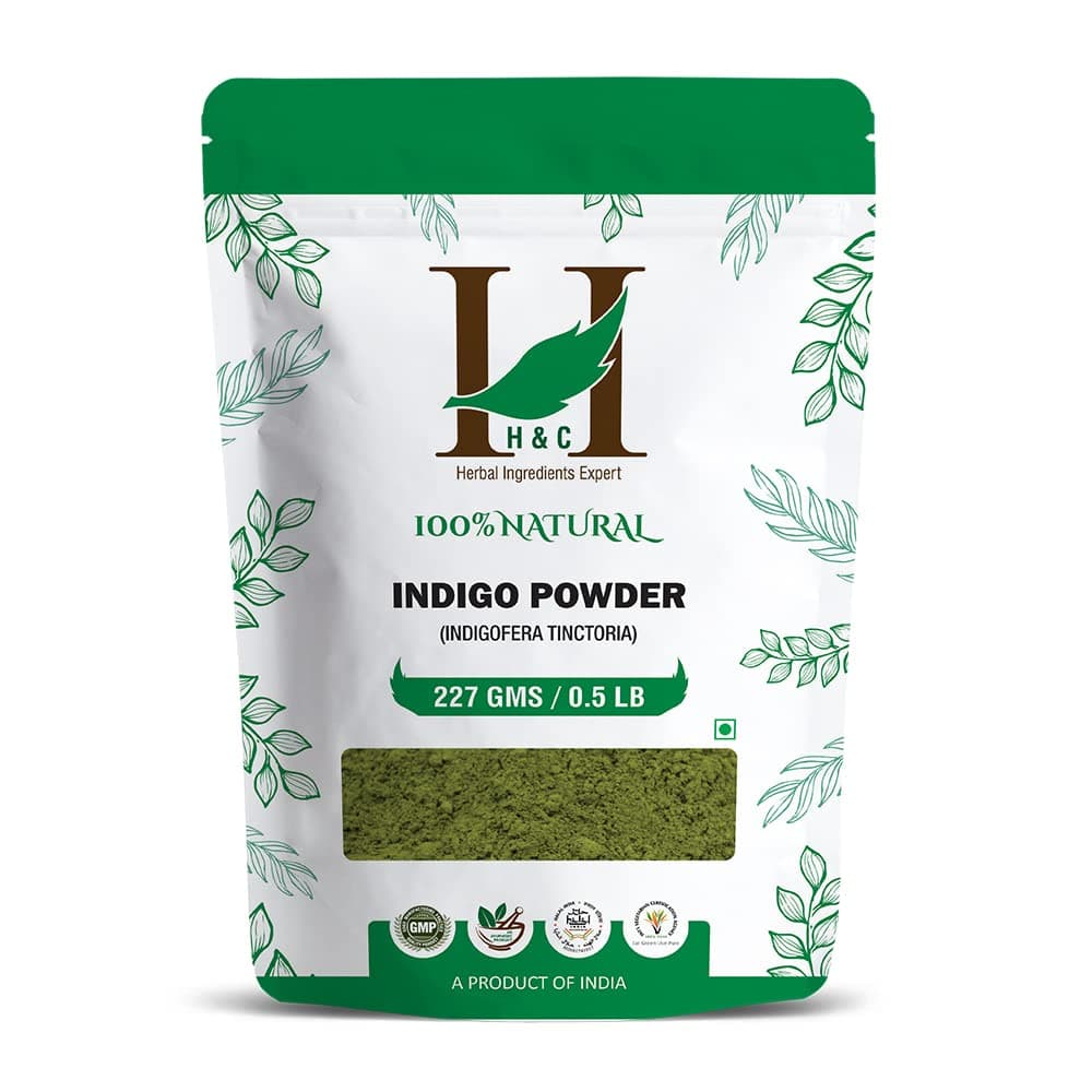 H&C Herbal Ingredients Expert Natural Indigo Powder - 227Gm, Hair Colorant for men and women, Herbal Hair Coloring for Black Hair, No Chemical, Color and Preservatives