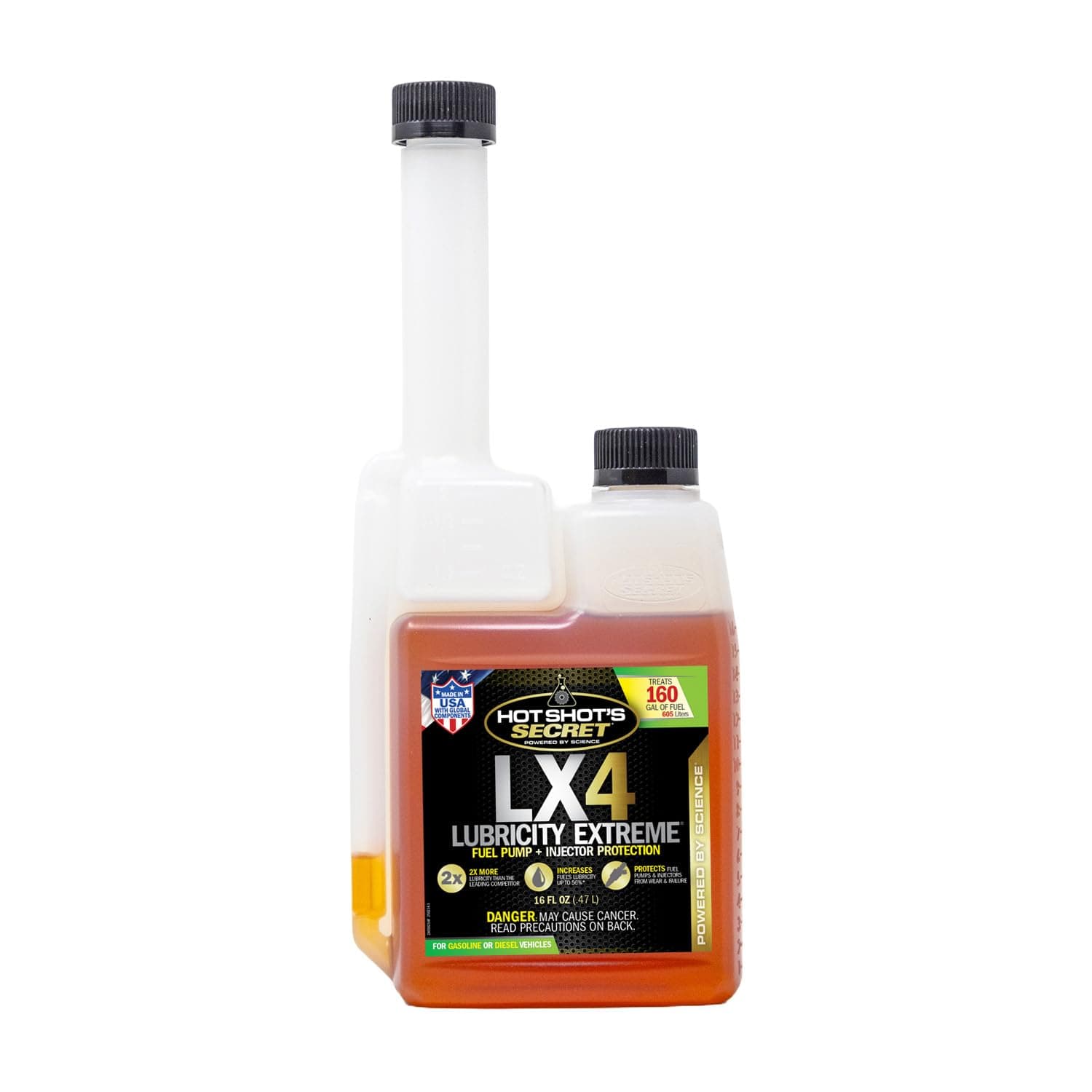 Hot Shot’s Secret LX4 Lubricity Extreme 16 oz Squeeze – Treats 160 Gallons – Fuel Additive for Gasoline and Diesel Engines, Lubricates and Protects Fuel Pump and Injectors, Prevents Wear and Damage