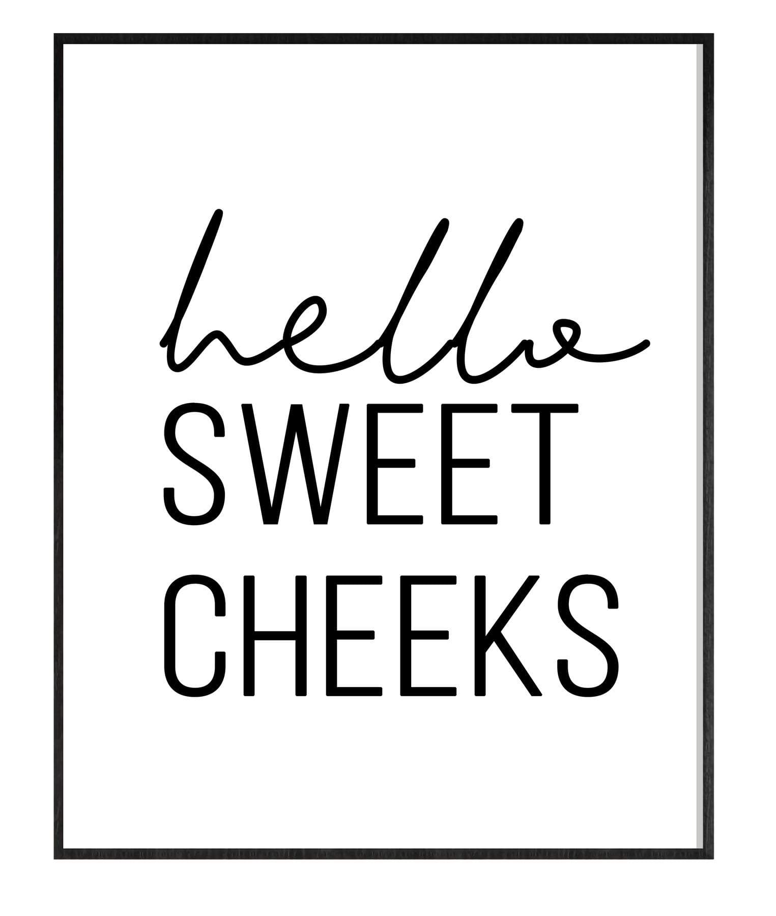 GNG Framed Funny Bathroom Wall Art Quotes Posters Decor Inspirational - A4 - Hello Sweet Cheeks