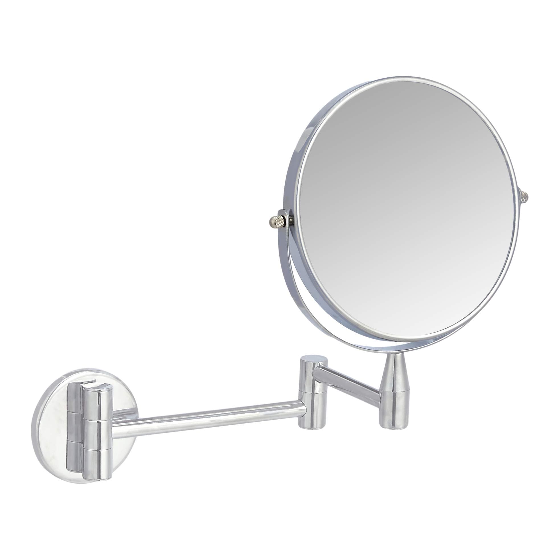 Amazon Basics Wall Mount Dressing Table Mirror-1X/5X Magnification, Round, Chrome, 15.2" L x 1.18" W