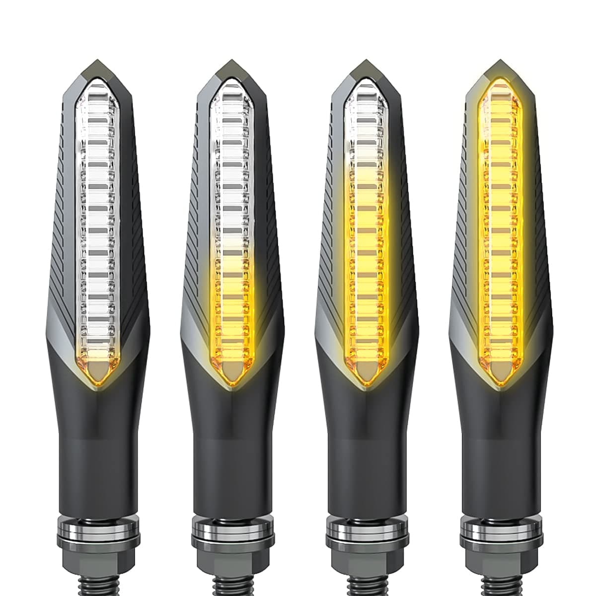 4PCS Motorcycle Indicators Flowing Turn Signal Lights, Motorbike Amber Brake Daytime Running Light, Universal for Scooter Quad Cruiser Yamaha Off Road (Black2)