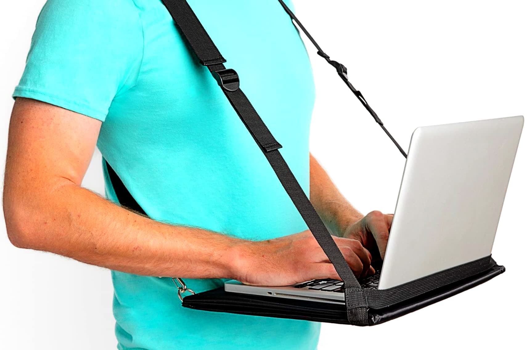 Laptop Harness, Standing Laptop Harness, Mobile Walking Laptop Carrier, Adjustable Desk, Portable Laptop Stand, Hands Free Wearable Desk for Laptop (13") or Notebook