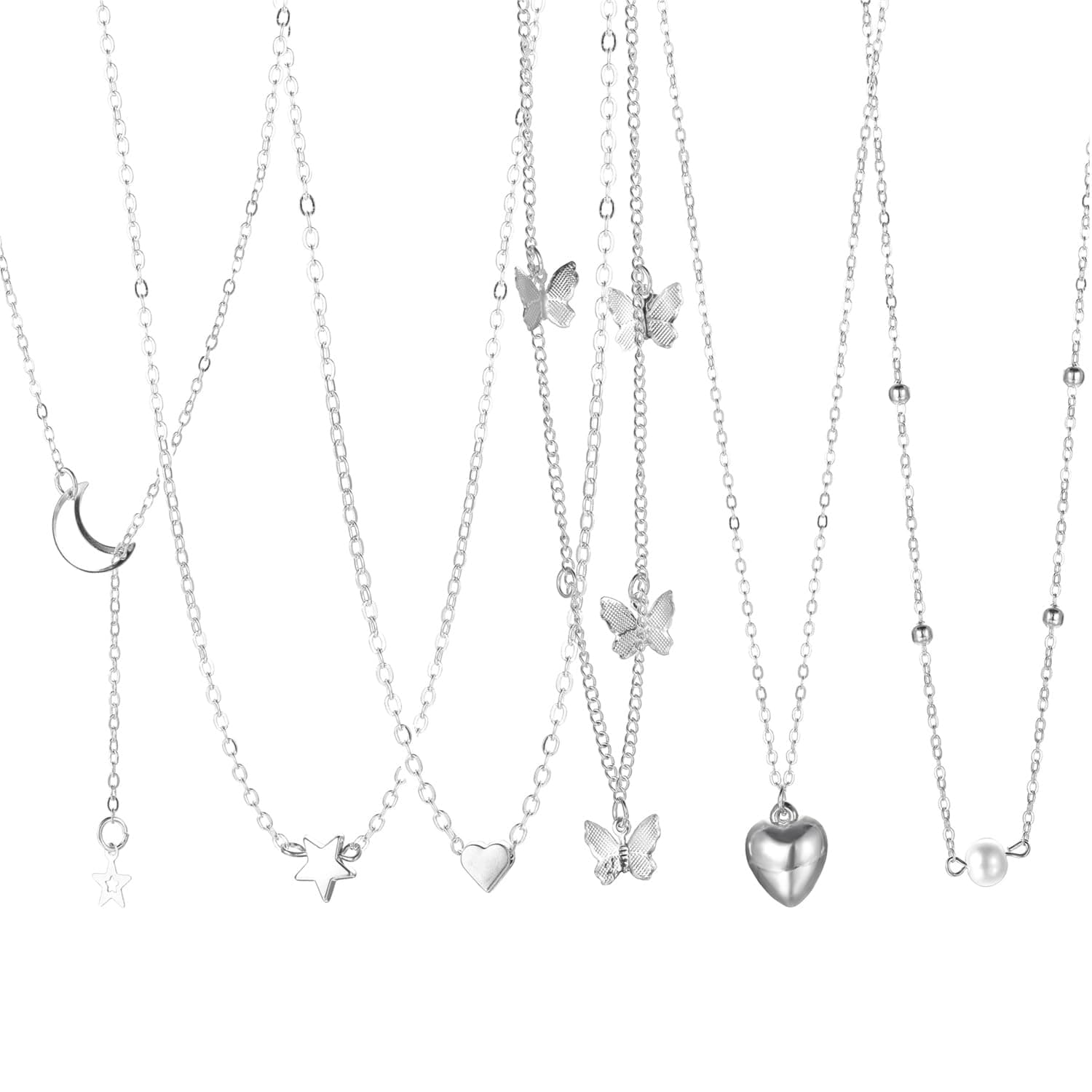 6 Pcs Combo Latest Stylish Western Necklace Jewellery Set for Women Pendant Necklace Gifts for Girls