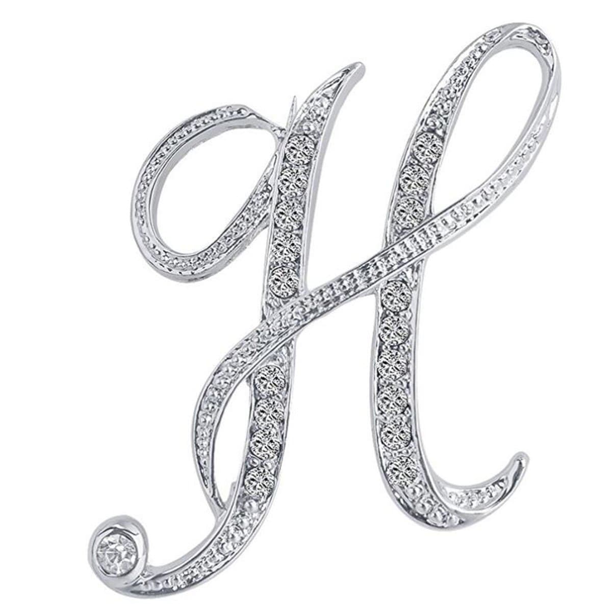 ANTOLLInitial Letters Brooch Pins For Women, Letter Pins For Stockings, Silver Plated Metal Rhinestone Clear AAA+ Crystal Lapel Pin Brooches(1Pcs)