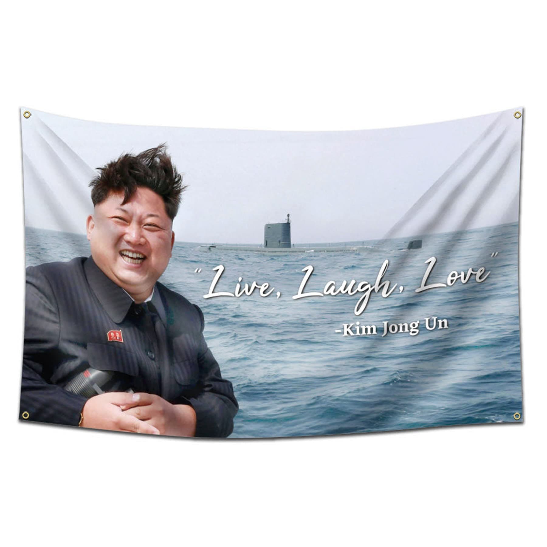 Kim Jong Un Flag 3x5Ft Live Laugh Love Wall Banner Banner with 4 Brass Grommets for Dorm Decor College Parties