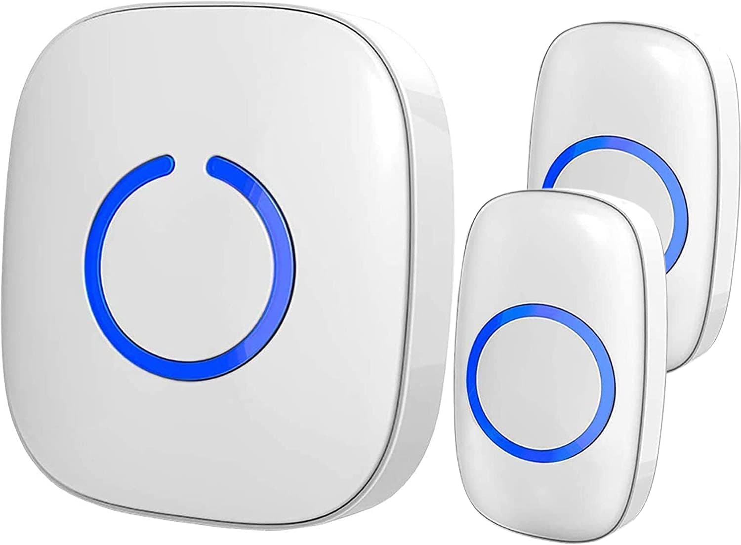 SadotechWireless Doorbells for Home, Apartments, Businesses, Classrooms, etc. - 2 Door Bell Ringer & 1 Plug-In Chime Receiver, Battery Operated, Easy-to-Use, Wireless Doorbell w/LED Flash, White