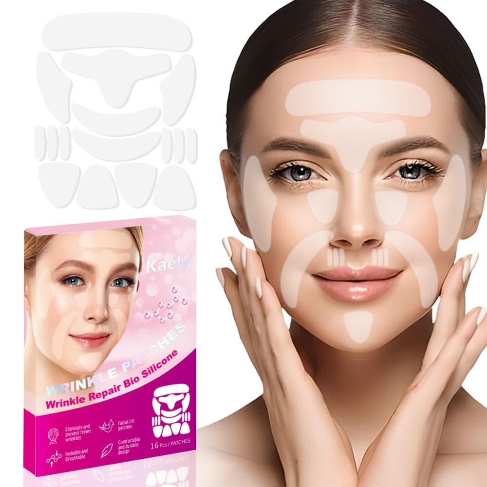 Kaely Wrinkle Patches for Face Overnight, Silicone Scar Tape for Wrinkles Forehead, Smile Line, Face Tape for Wrinkles Overnight Sleeping Lifting Sagging Skin, 192 Pcs (12 Sheets of 16 Patches)