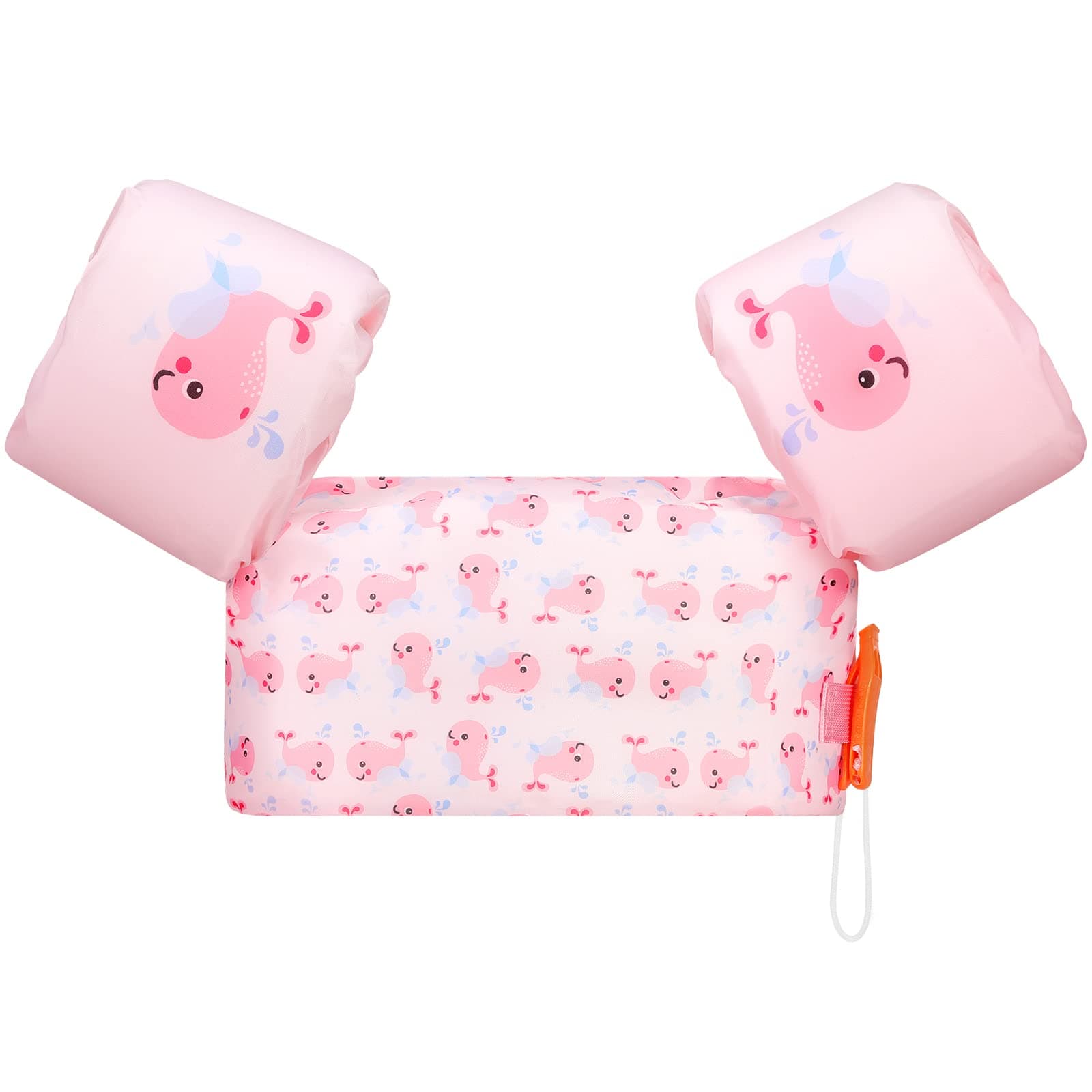 MoKo Toddler Swim Vest for Kids 20-50lbs, Lovely Cartoon Swimming Wings Pool Floats Sleeve Children Swim Arm Band Water Sports Learning Swim Training Equipment, Pink Whale