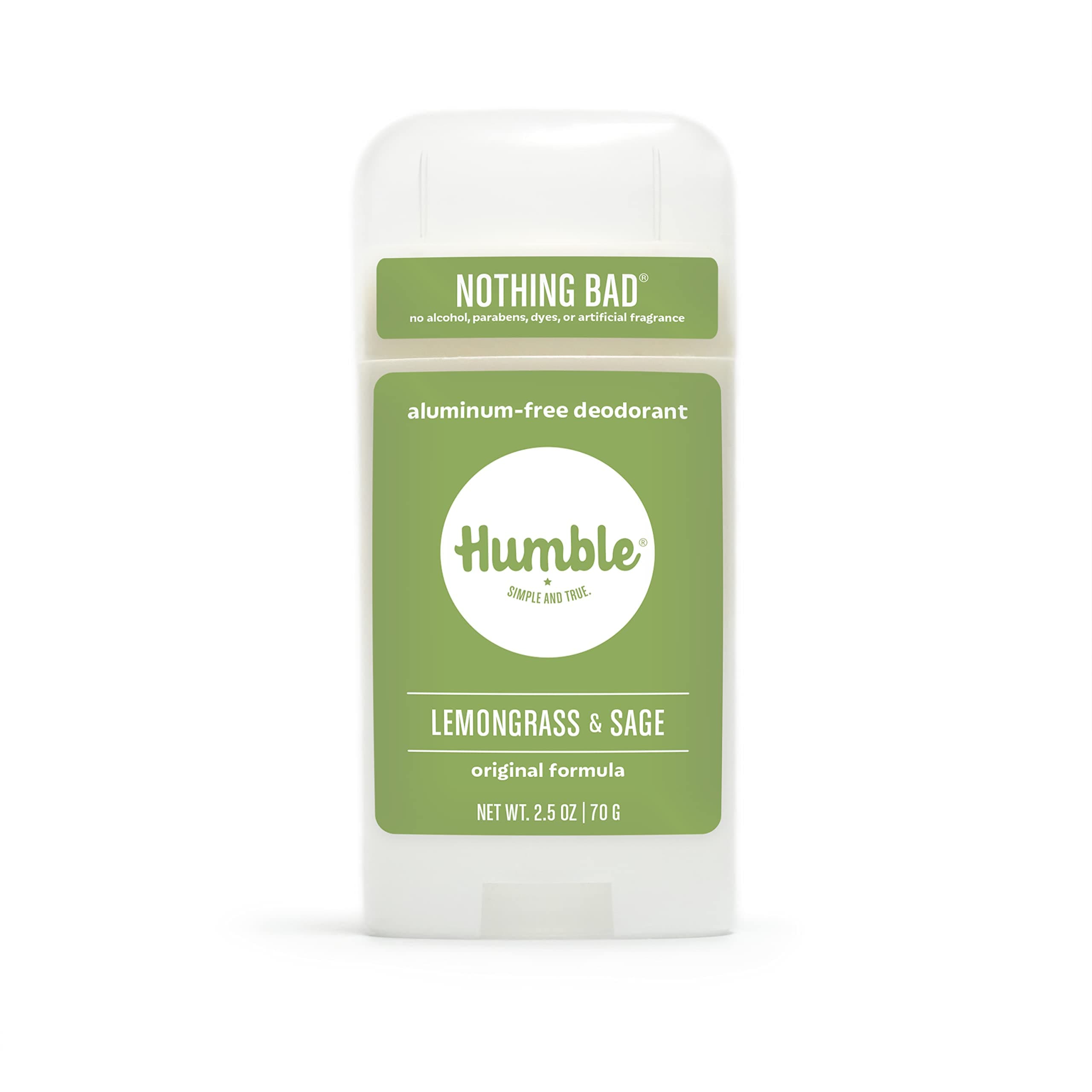 HUMBLE SIMPLE AND TRUE. Humble Brands Original Formula Aluminium Free Deodorant - Long Lasting Odour Control with Baking Soda and Essential Oils, Lemon Herb and Sage, Paque